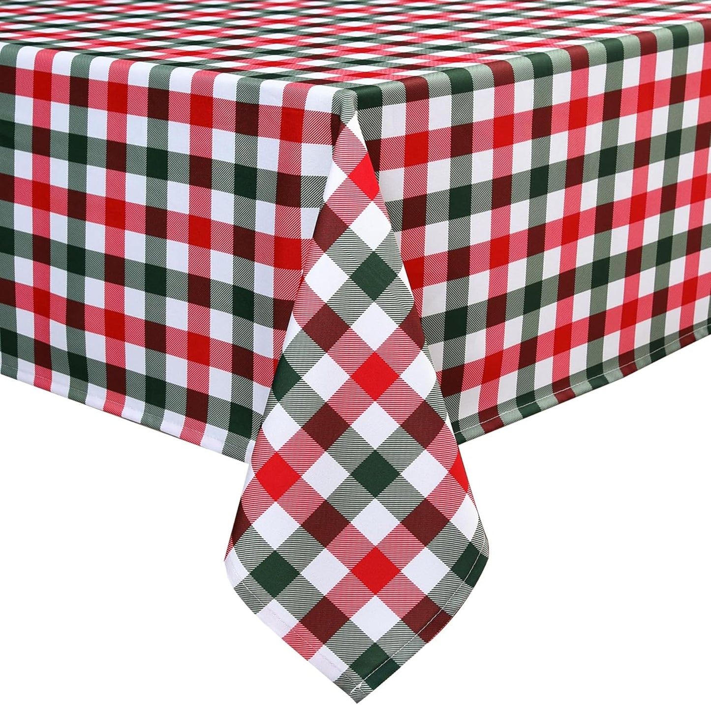 Classic Gingham Buffalo Xmas Tablecloth Fabric - Oblong 58x144 Inch Water Proof Checkered Table Cloth for Indoor Outdoor - Red Christmas Plaid Table Cover for Christmas, Holiday, New Year