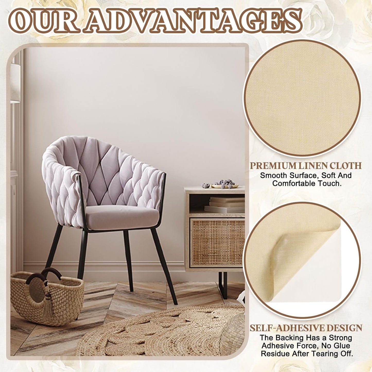 PATIKIL Linen Repair Patch, 8 x 11 Inch Self-Adhesive Linen Fabric Repair Patches for Sofa Couch Clothes Handbag Tents Car Seats Furniture, Light Beige