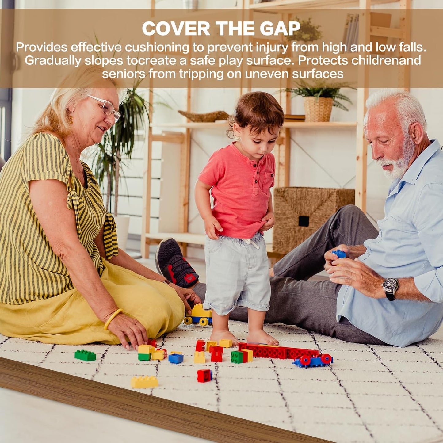 Floor Transition Strip Vinyl Door Threshold Ramp Self Adhesive Carpet Edging Strip Doorway Edge Trim, Overlap Edge Reducer for Laminate Carpet, Floor, Tile (Orange Oak, 3/5" to 4/5", 3.3Ft)