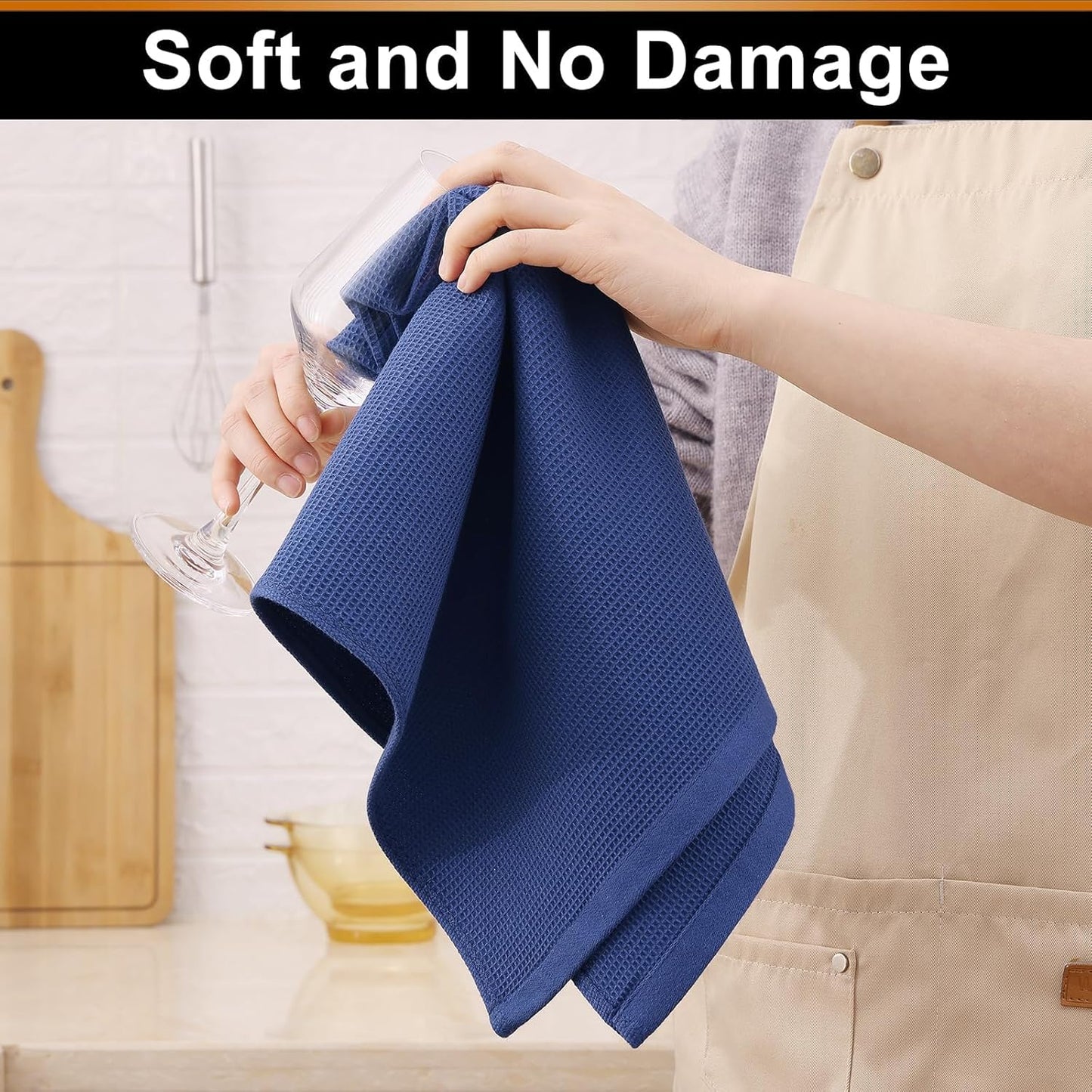 Homaxy 100% Cotton Waffle Weave Kitchen Towels - 4 Pack Soft and Absorbent Dish Towels - 16 x 26 Inches Quick Dry Hand Towels - Blue