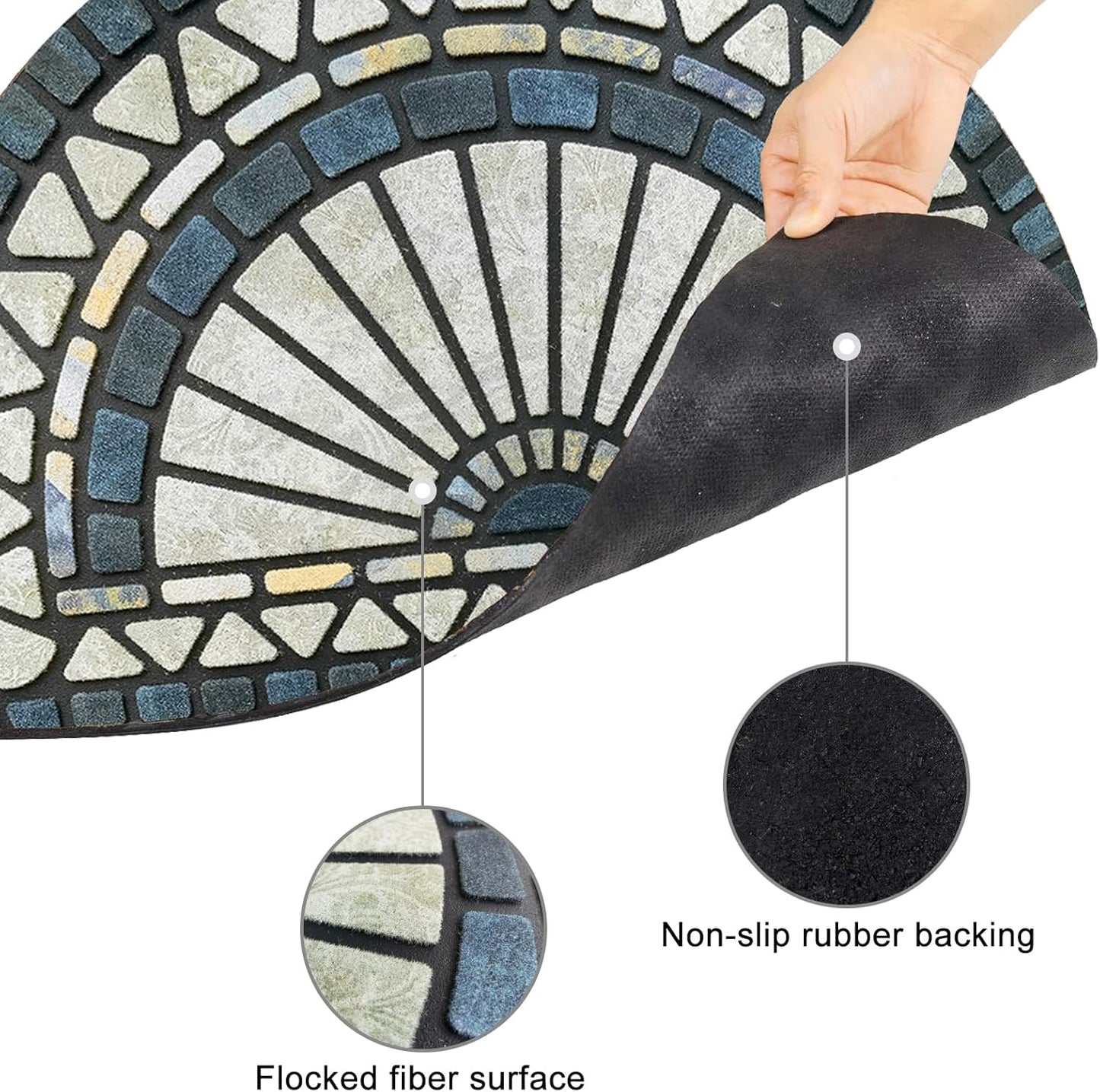 CHICHIC Welcome Door Mat 18 x 30 Inch Front Doormat Outdoors for Home Entrance Outdoors Mat for Outside Entry Way Doormat Entry Rugs, Heavy Duty Non Slip Rubber Back Low Profile, Blue Green