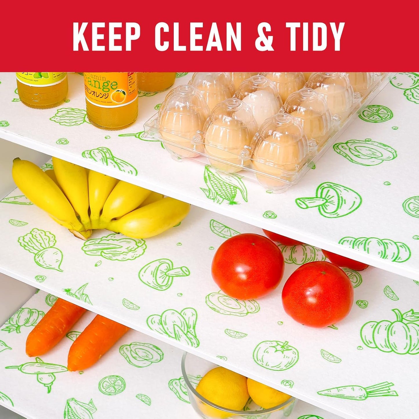 Cooyes Refrigerator Liners 17.7" x 24", Absorbent Strong Grip Fridge Mats Washable, Fridge Shelf Paper for Kitchen Cabinets, Non-Adhesive Refrigerator bin Liners for Shelves