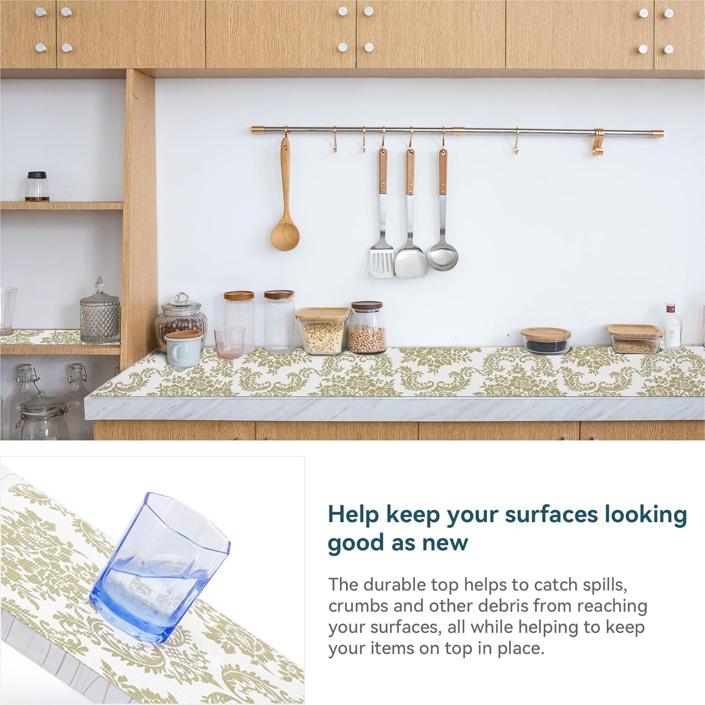 Shelf Liner Non Adhesive, 12 Inch x 10 Feet Cabinet Liners for Pantry Drawer Vanity, Drawer Liners Strong Grip Non Slip Waterproof, Shelf Liners for Kitchen Cabinets