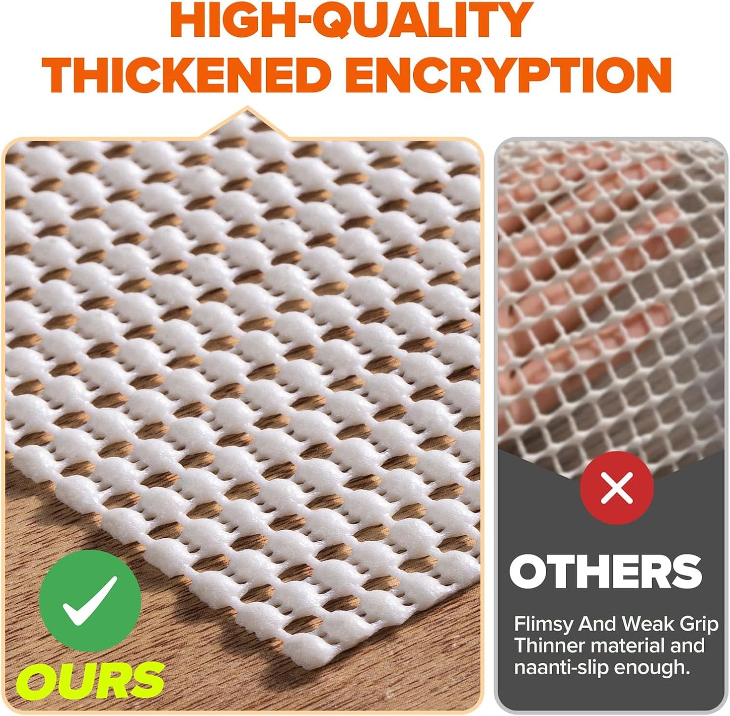 Non-Slip Rug Pad Gripper Round 8 Feet, Anti Skid Mat for Under Area Rugs, Keeps Rugs in Position and Safe, Thick Cushioned Carpet Pad for Hardwood Floors Protection