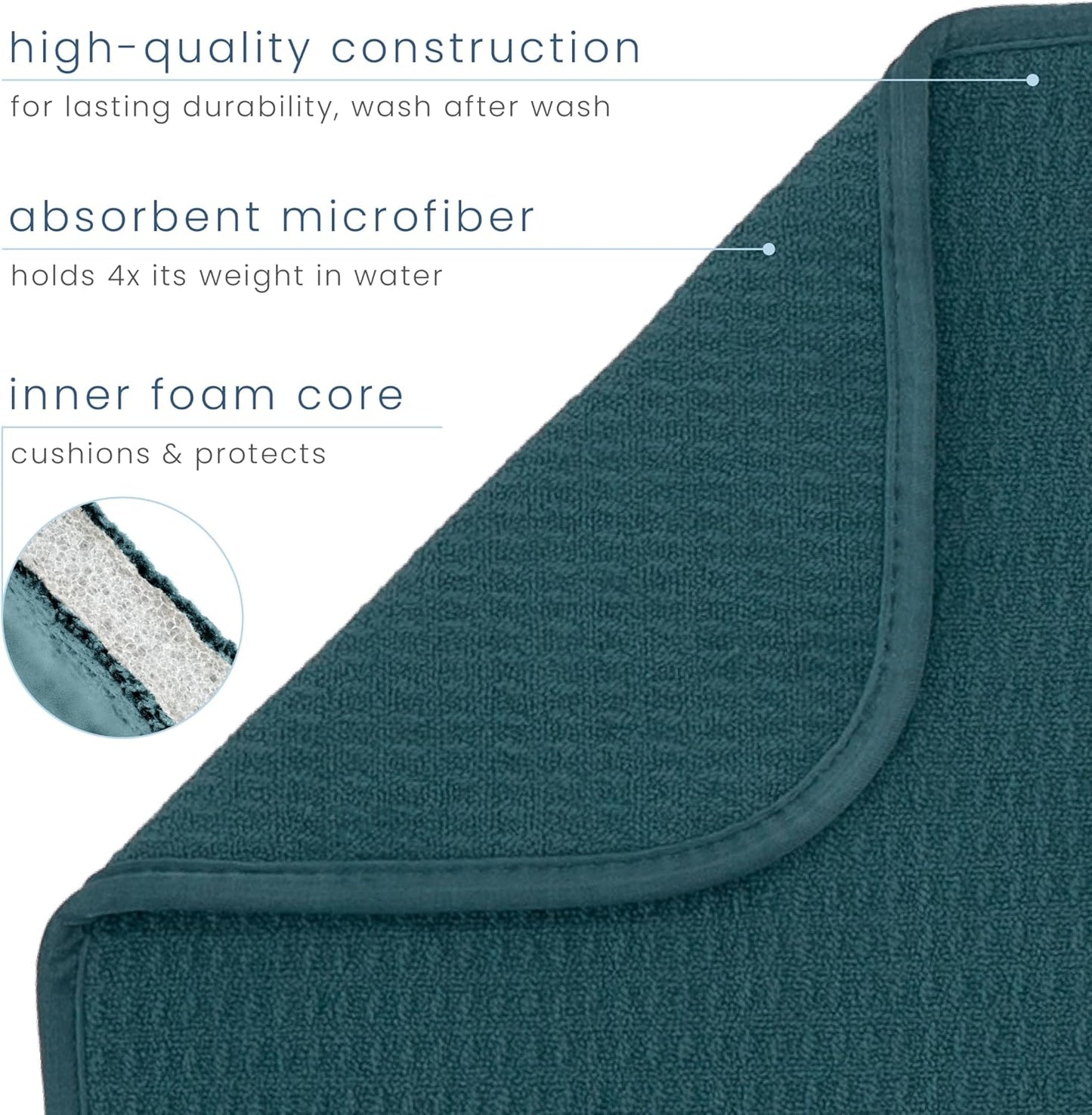 S&T INC. Dish Drying Mat XL, 18” x 24”, Absorbent Microfiber Kitchen Counter Mat, Dish Drying Pad for Dishes, Utensils, Pots and Pans, Extra Large, Tapestry Blue