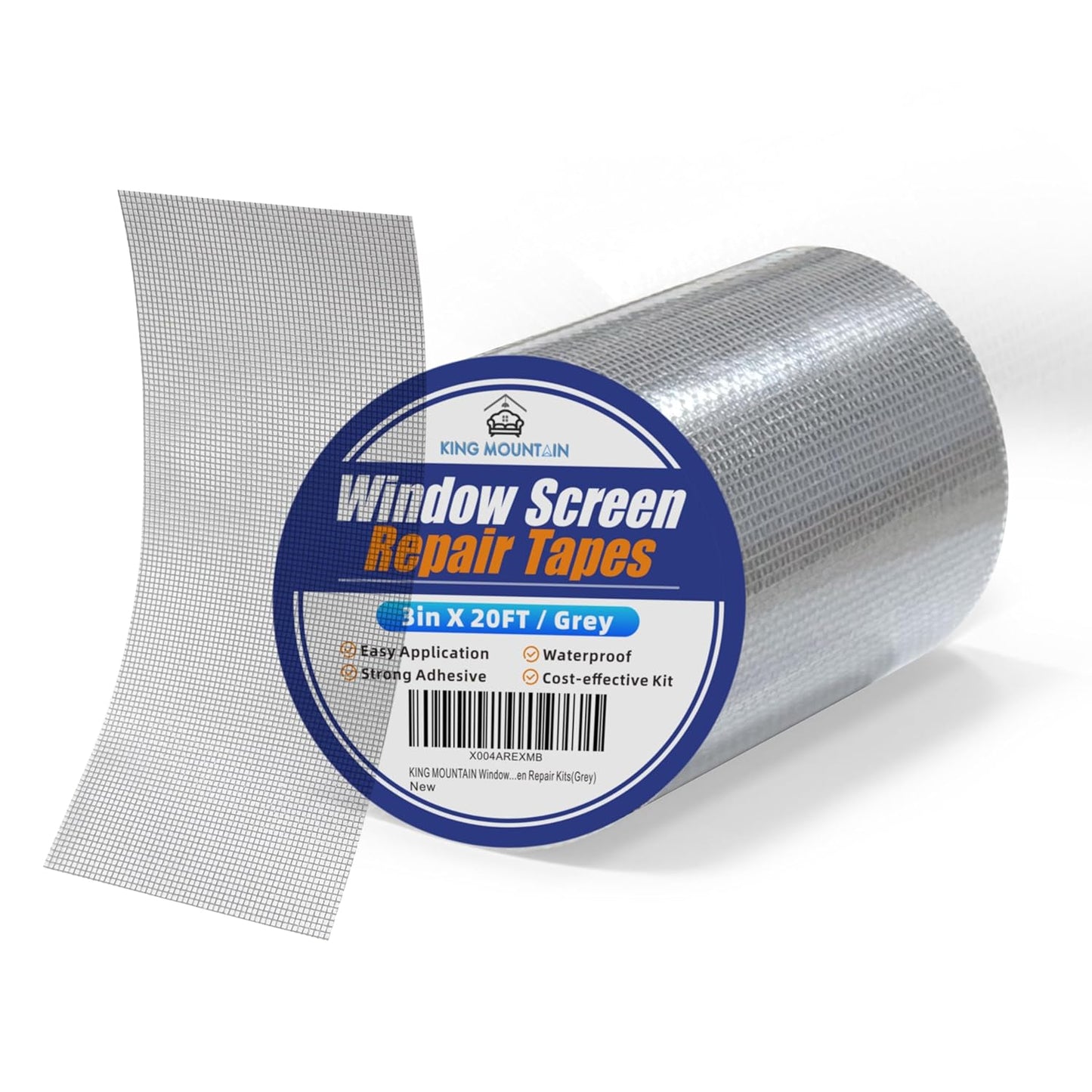KING MOUNTAIN Grey Window Screen Repair Tape,3inX20FT Heavy Duty Screen Repair Kit for Window Screen and Screen Door Tears Holes,Strong Adhesive & Waterproof Window Screen Patch