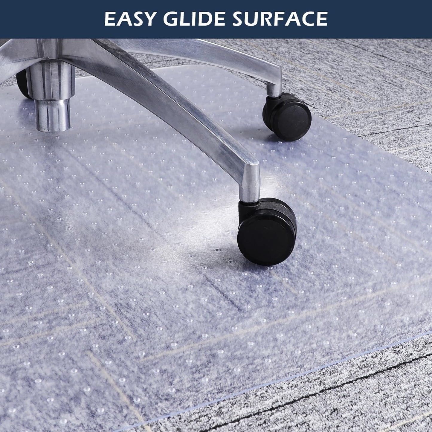 SALLOUS Clear Chair Mat for Carpet, 53" x 45" Heavy Duty Vinyl Floor Mat for Carpeted Floors, Gaming Chair Mat with Tap, Rolling Under Desk Floor Mat for Home Office