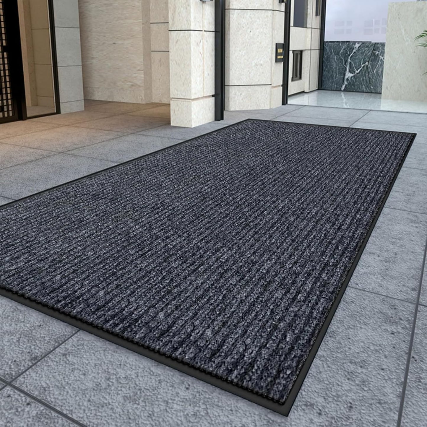 Kuyal Front Door Mat, 3'x10' Indoor Outdoor Entrance, Commercial Floor Inside Outside Entrance, Heavy Duty Durable Welcome Mat, Rubber Backing Non Slip Outdoor Mats for Entryway,Dark Gray
