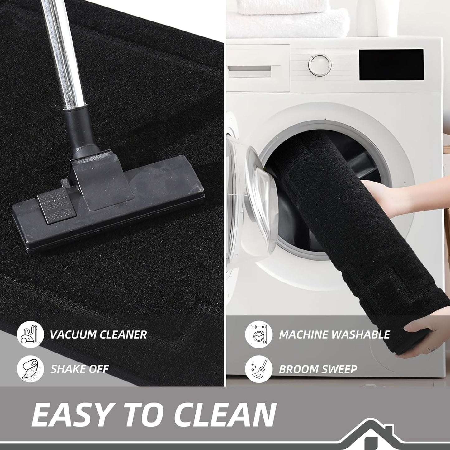 BEQHAUSE Door Mat 32" x 48", Non-Slip Door Mats Indoor Entryway Rugs Washable Low-Profile Absorbent and Stain Resist Floor Mats, Dog Door Mat for Front Back Door, Muddy Wet Shoes & Paws, Black