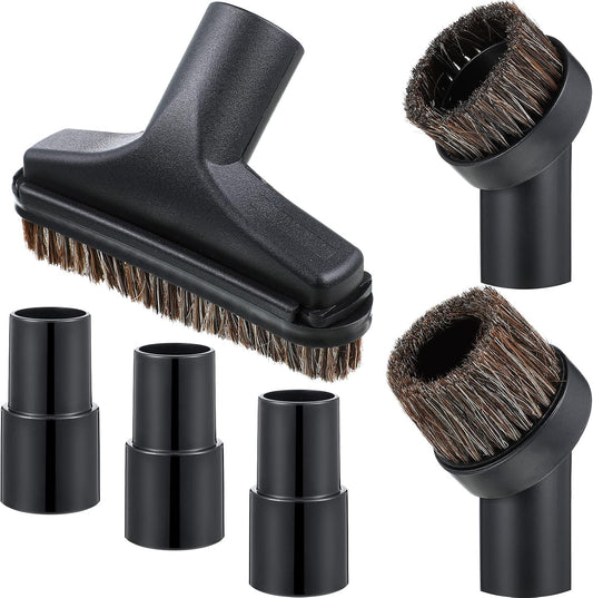 6 Pcs Vacuum Attachments Accessories VAC Attachments 1.25'' 25mm and 36mm Shop Round Dust Brush Vacuum Hose 5.9 Inch Floor Attachment Brush Replacement with 1-1/4 to 1-3/8 Inch Adapter(Classic Style)