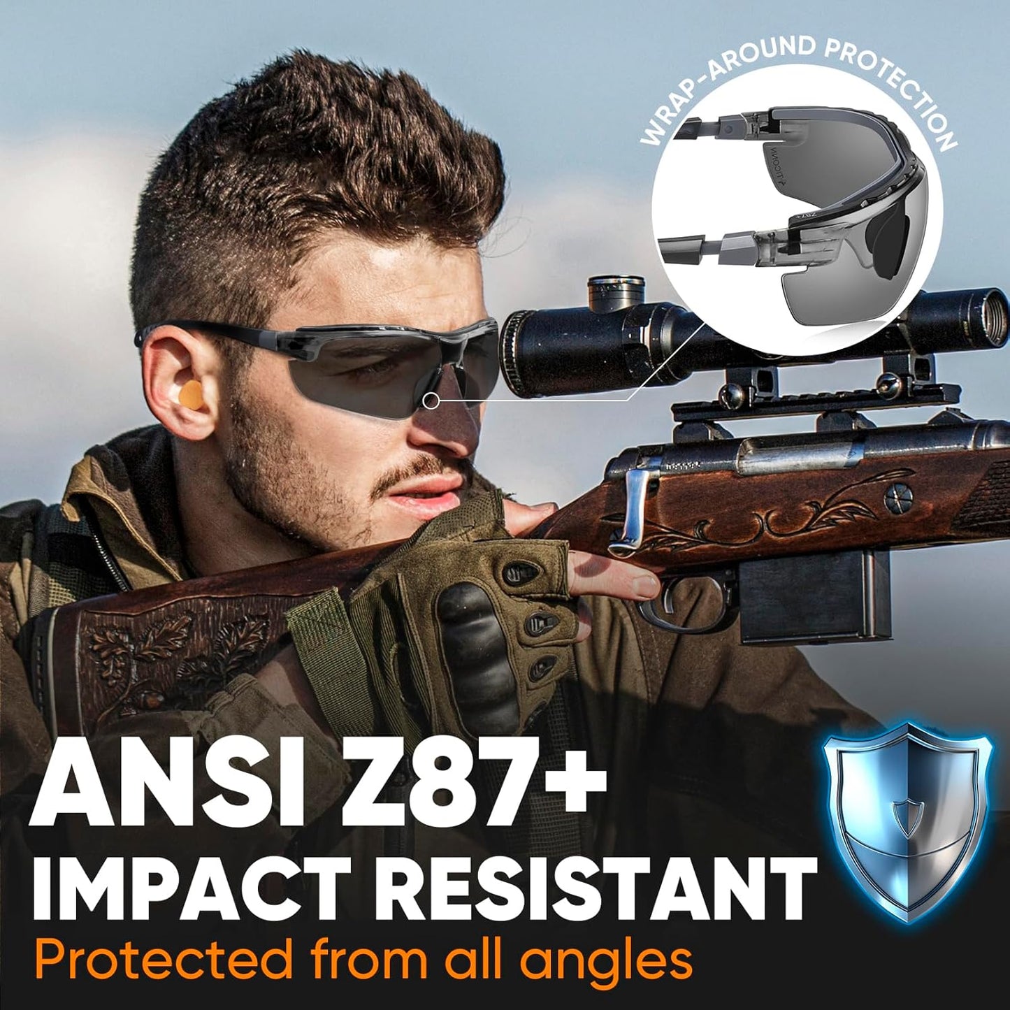 TICONN Anti-Fog Safety Glasses for Men and Women, ANSI Z87.1 Scratch Proof Eye Goggles with Adjustable Arms and UV Protection