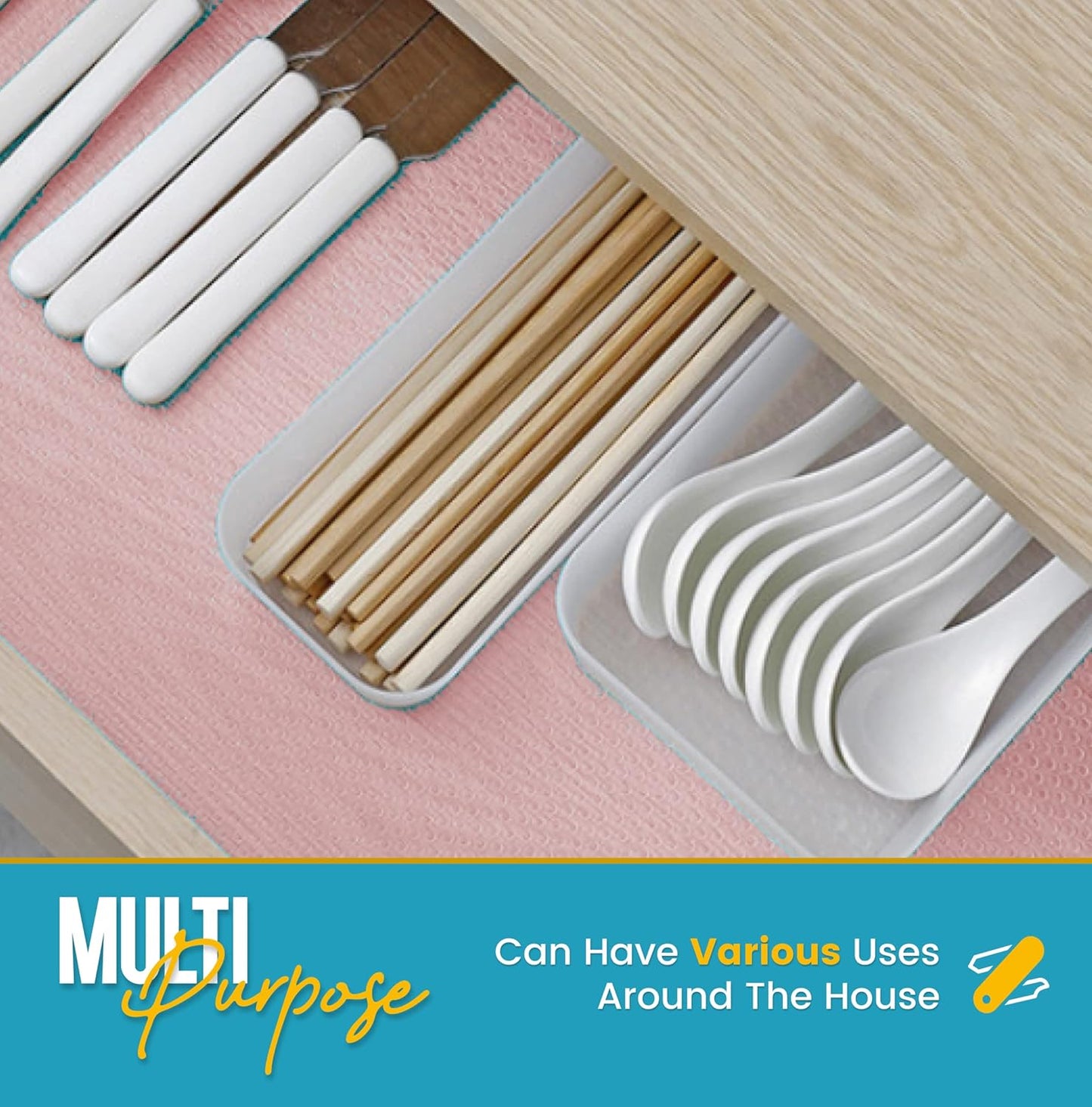 Refrigerator Liners for Shelves (12 Pack) by Linda’s Essentials - Non-Adhesive Shelf or Drawer Liner, BPA-Free Fridge Mats for Kitchen & Cabinets, Easy to Clean, Ideal Household Essentials (Pink)