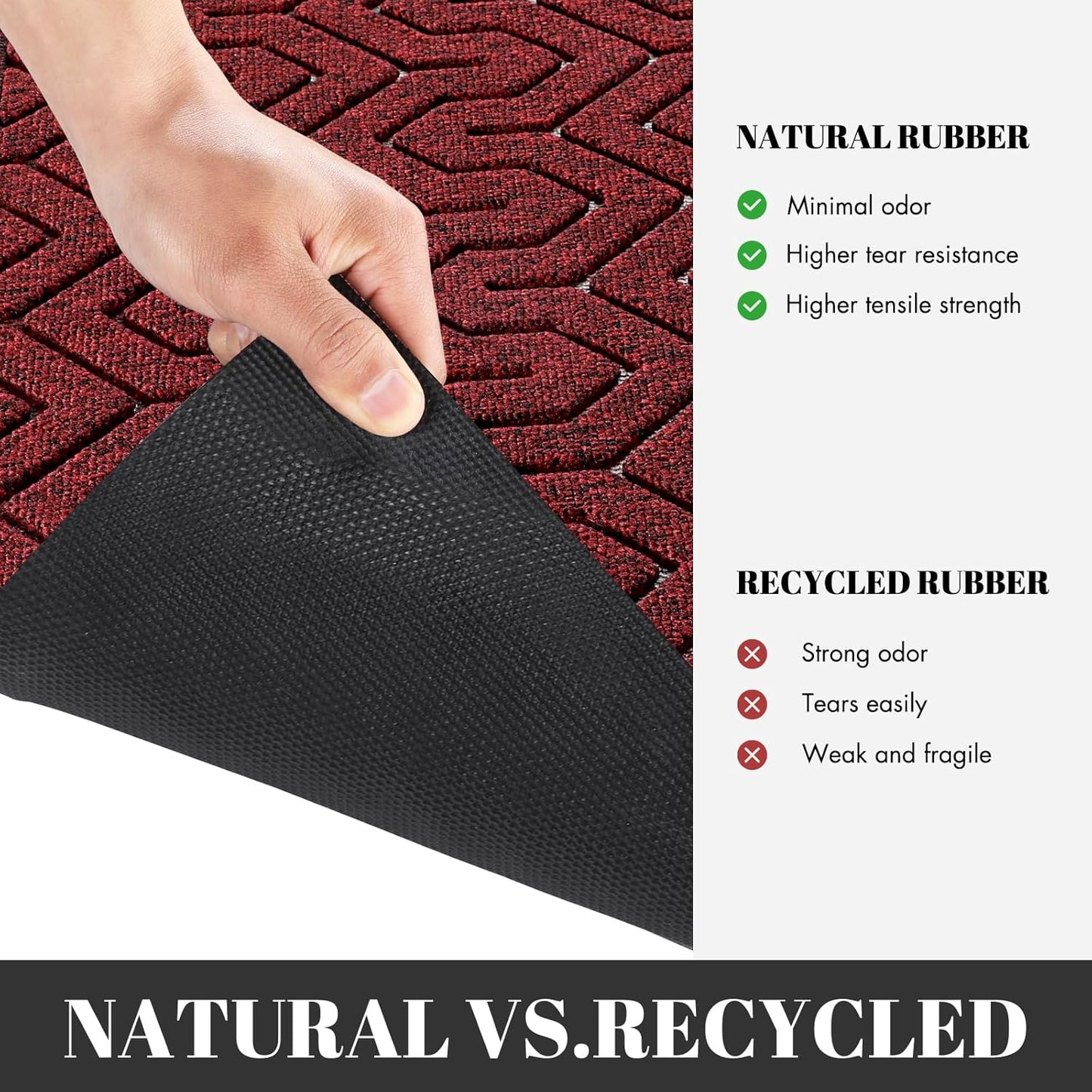 Yimobra 72x24 Indoor Outdoor Runner Rug, Heavy-Duty Waterproof Entrance Mat for High Traffic Areas, Commercial Grade Welcome Door Mat, Easy Clean, Black Red