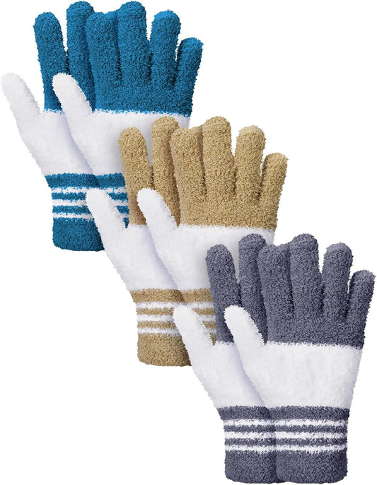 Patelai 3 Pairs Microfiber Plant Dusting Gloves Leaf Cleaning Gloves for Indoor Plants, Blinds, Furniture, House(Small,Dark Blue, Gray, Khaki, White)