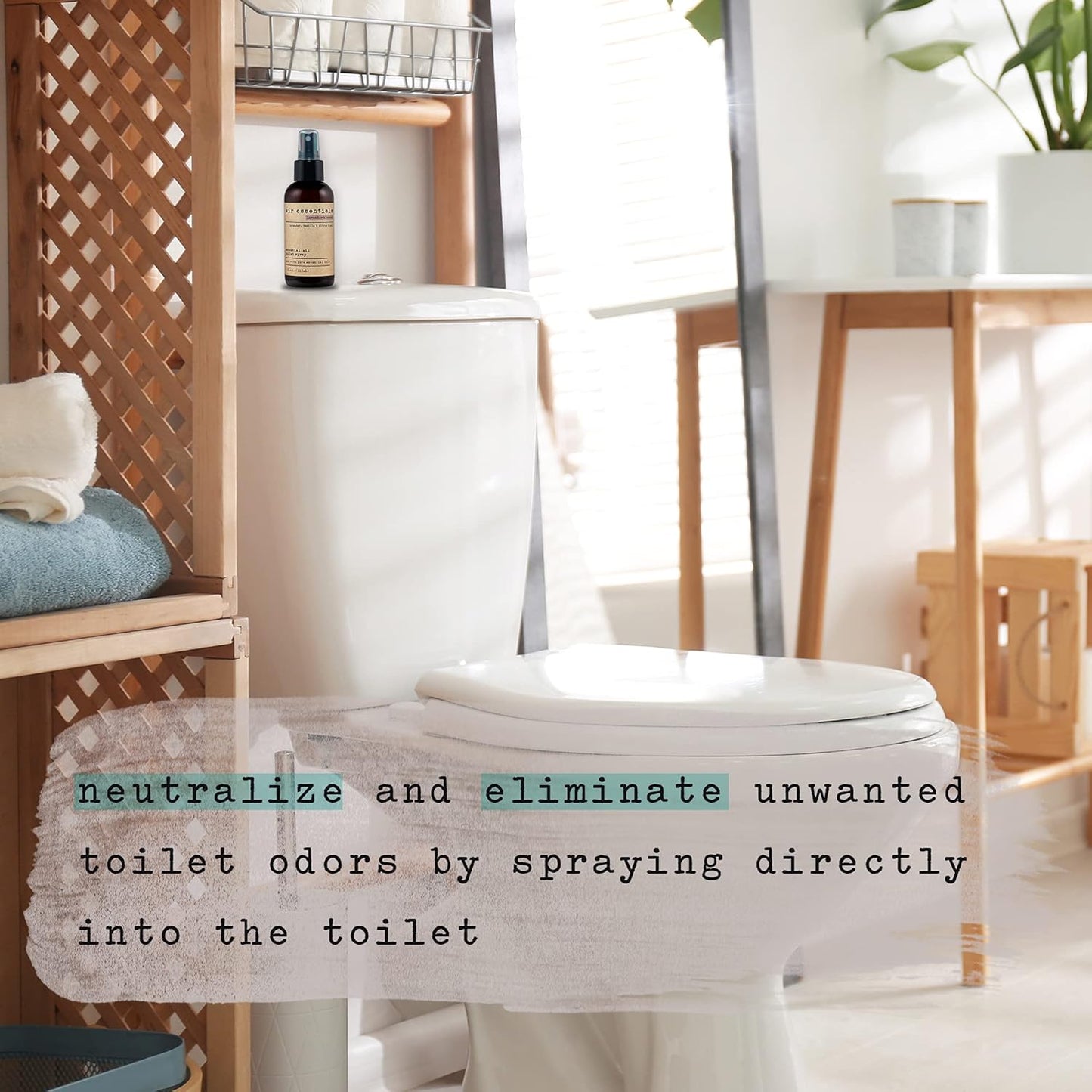 Air Essentials Essential Oil Toilet Spray - Odor Eliminator & Air Freshener - Made with Pure Essential Oils - Lavender Blossom - 4 Ounce