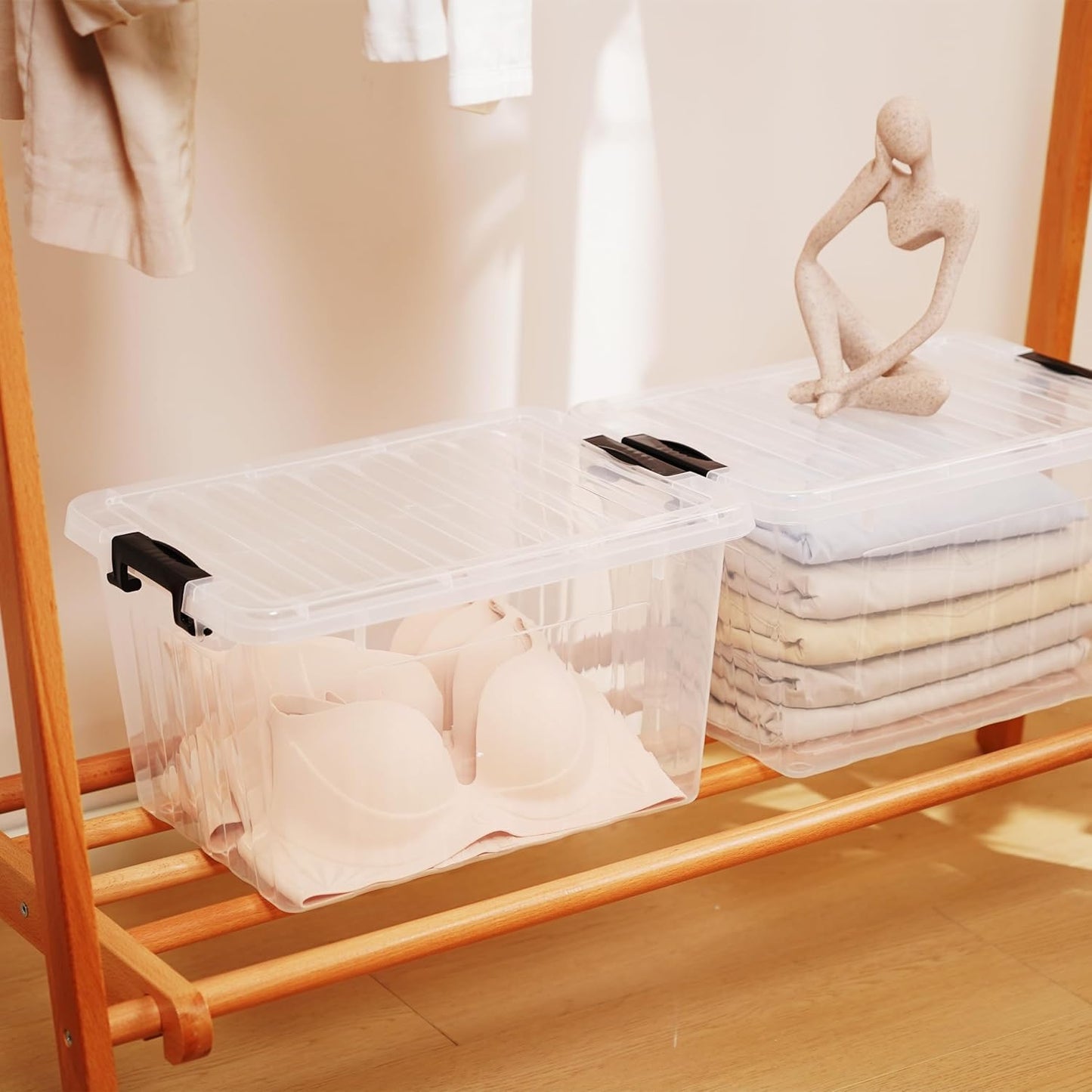 Citylife 22 QT Clear Plastic Storage Bins with Lids Stackable and Nestable Storage Boxes with Lids Large Plastic Storage Containers for Garage, Closet, Kitchen, 2 Packs