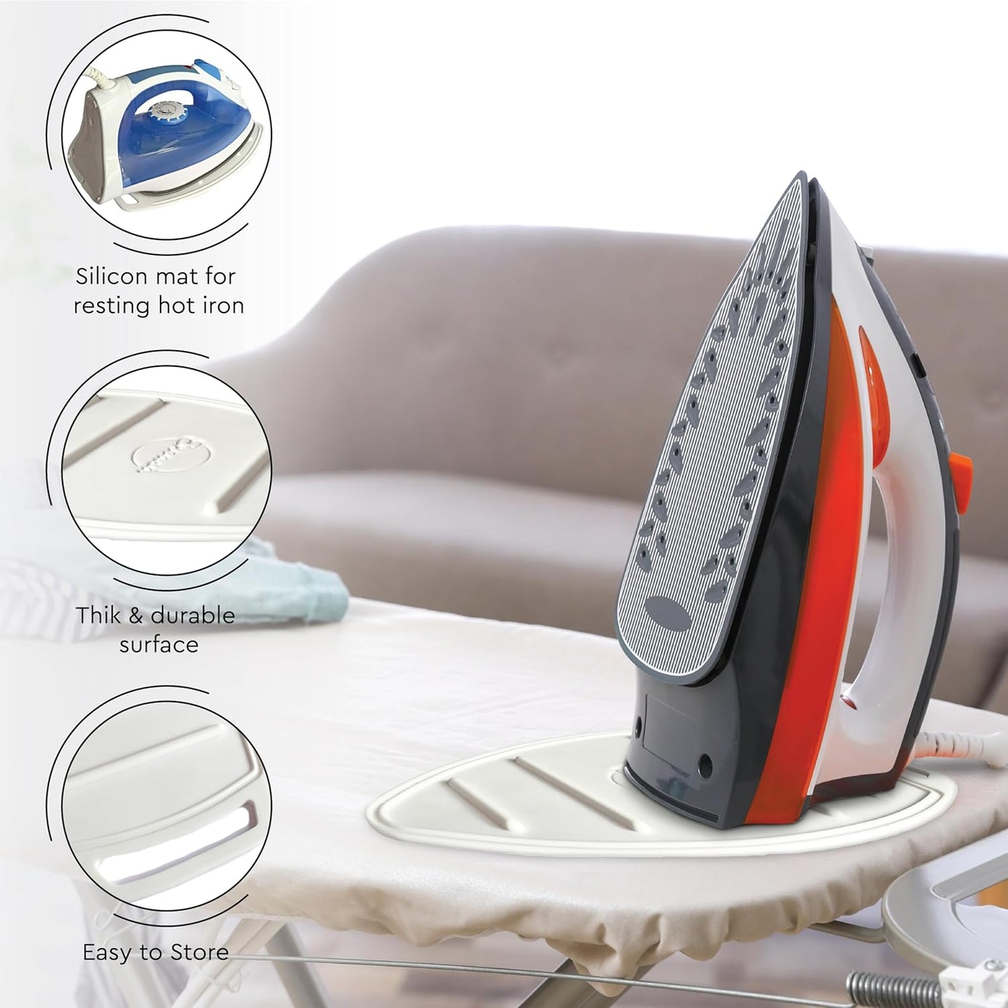 Encasa XO Ironing Board Cover and Pad 49"x18" - Free Silicone Iron Rest & Mesh Cloth - 4mm Felt, Wide Iron Board Cover with Padding - Heat Resistant, Non Slip Drawstring Wildflowers