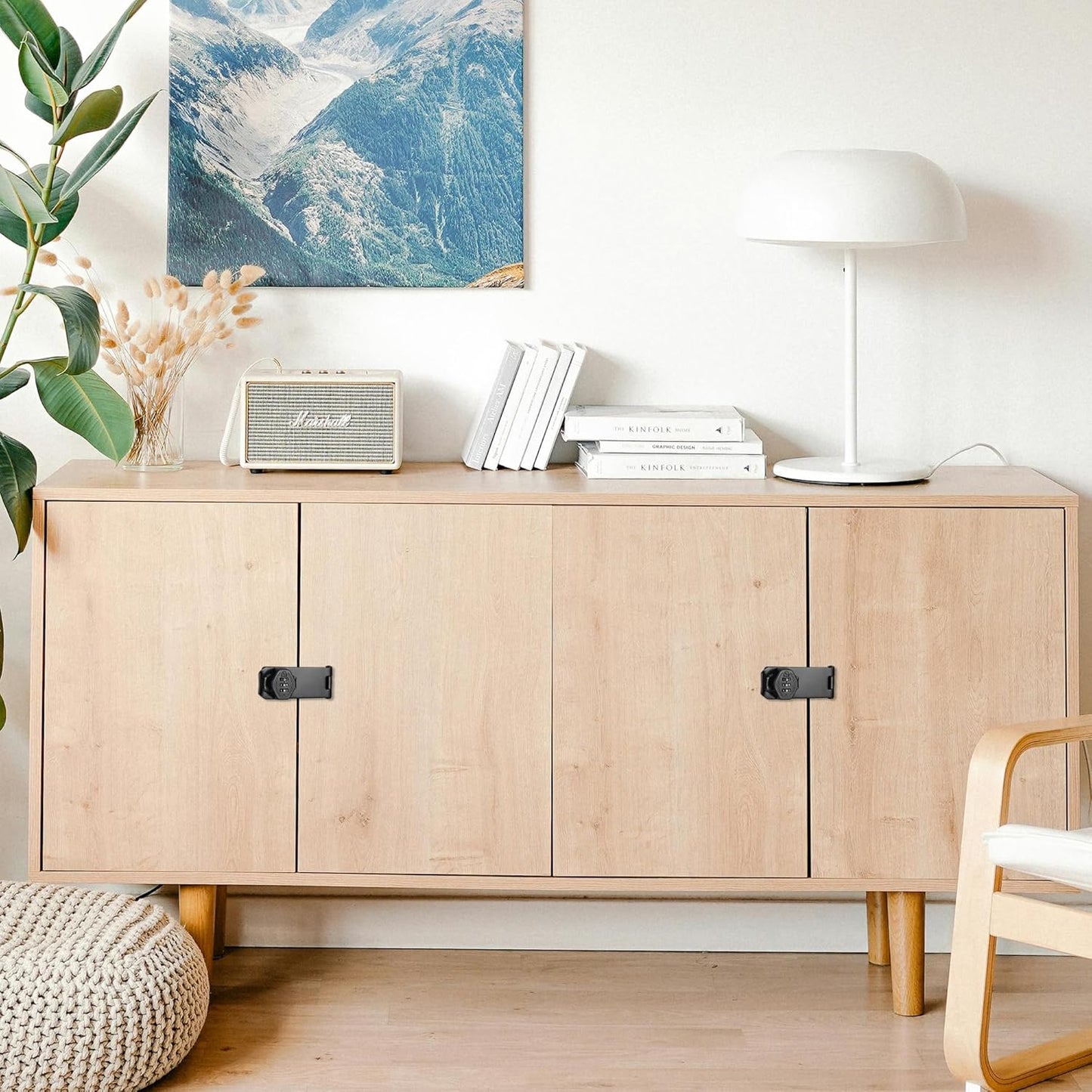 Cozy Tower 4 inch 180 Degrees Hasp Combination Lock for Cabinet, Combo Latch Lock for Cupboard, Drawer, Closet Door, Garage Fence Shed Door (Black, 2 Pack)