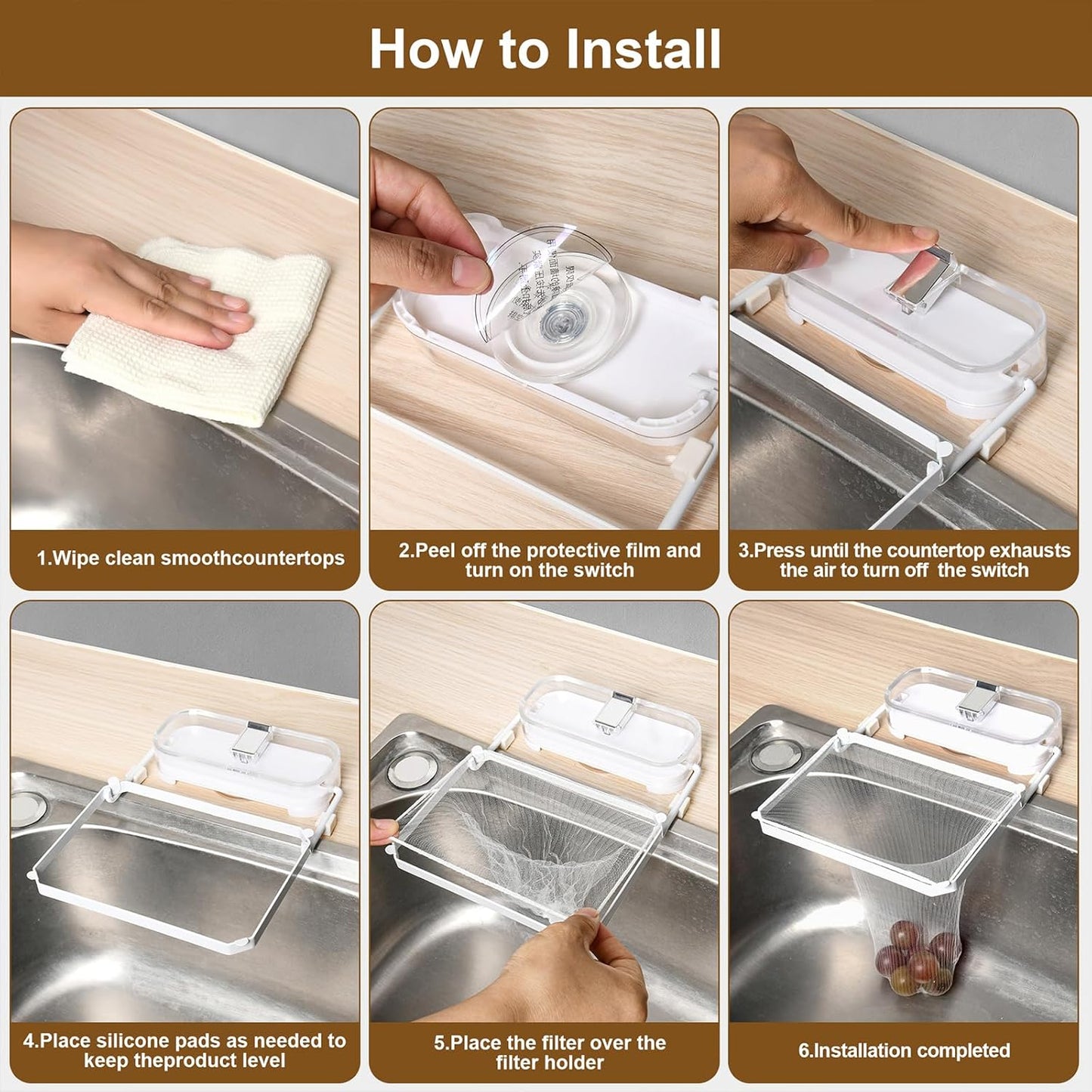 Kitchen Sink Drain Strainer Basket Holder - 50 Mesh Net Bags for Food Scraps, Kitchen Sink Food Catcher & Garbage Disposal Strainer (White)