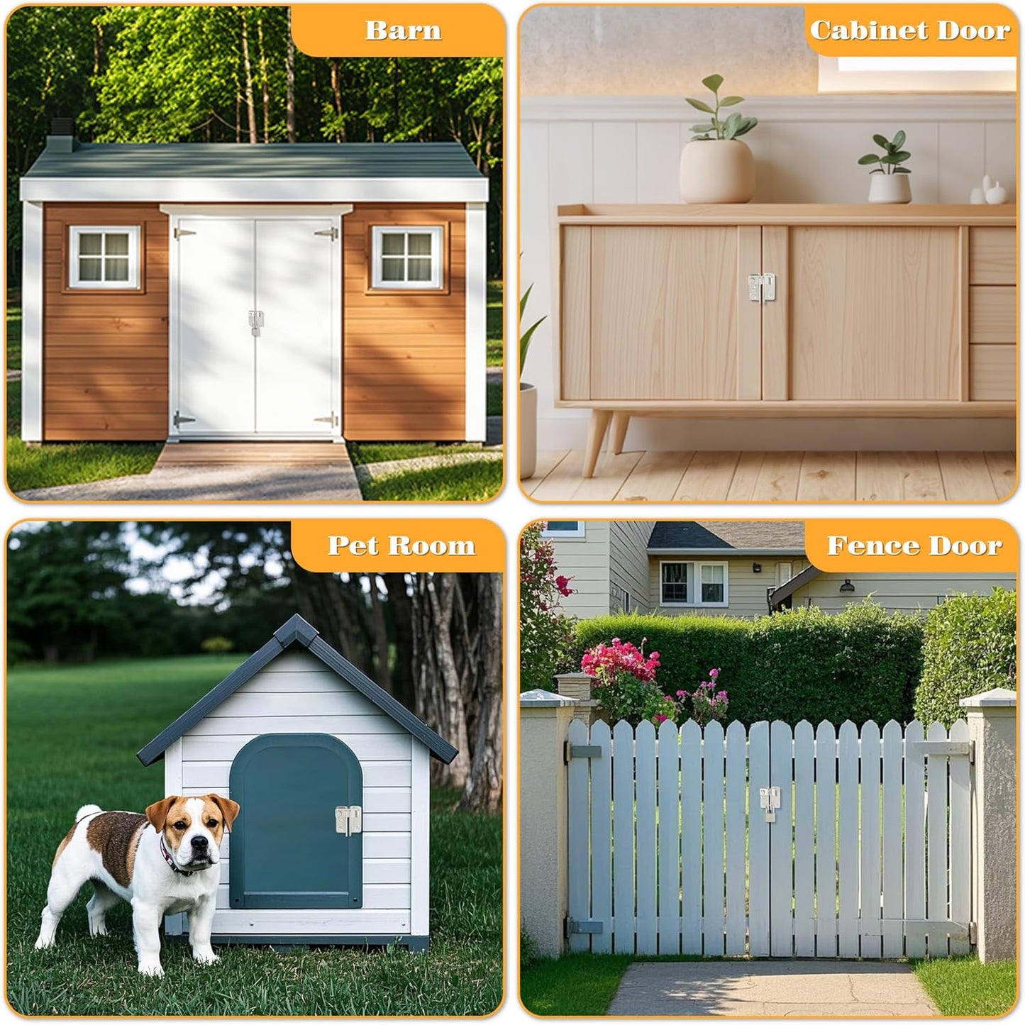 Alise Flip Latch Gate Latch,Shed Door Latch Barn Door Lock Shed Lock Shed Latch,Brushed Stainless Steel Locking Latches for Shed Barn Fence Chicken Dog Cage Window Cabinet Backyard Garage,L-Size