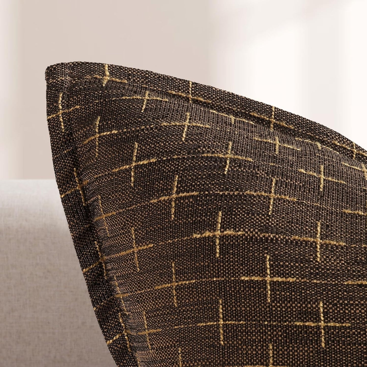 ZWJD Pillow Covers 18x18 Set of 2 Soft Polyester Textured Pillow Covers with Stylish Flange Edge Cozy Farmhouse Throw Pillows for Couch Bed Sofa Living Room