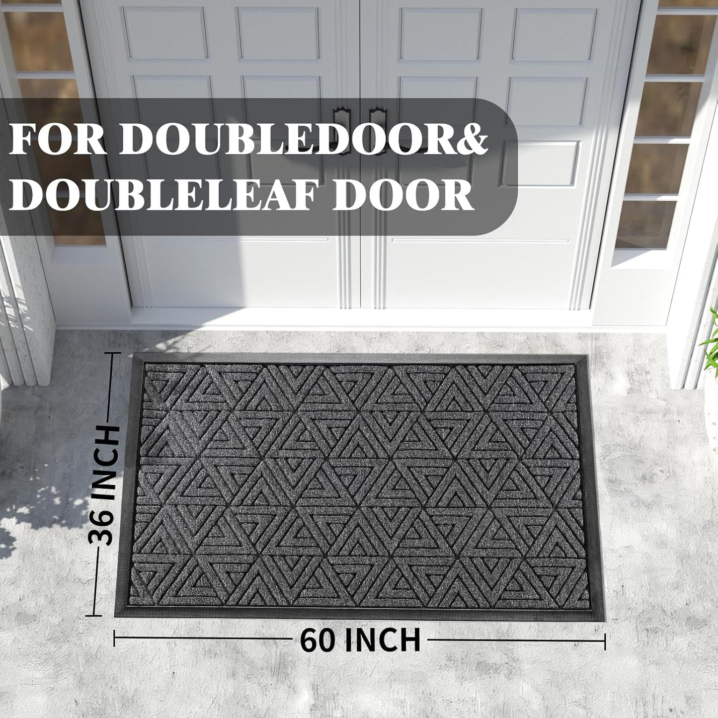 Yimobra Extra Large Door Mat 60x32, All-Weather Waterproof Non-Slip Welcome Matt Outdoor, Heavy Duty Non Slip Doormat for Entryway for Patio and Garage Indoor, Easy Clean, Mix Grey