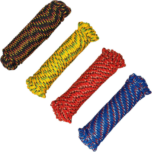 Diamond Braided Polypropylene Rope Nylon Mix Thick Heavy Duty Ropes 1/4 inch 100ft High Strength Perfect for Clothesrope Camping Hiking and Other Outdoor Activities 1/4 100ft 4Pack Rope