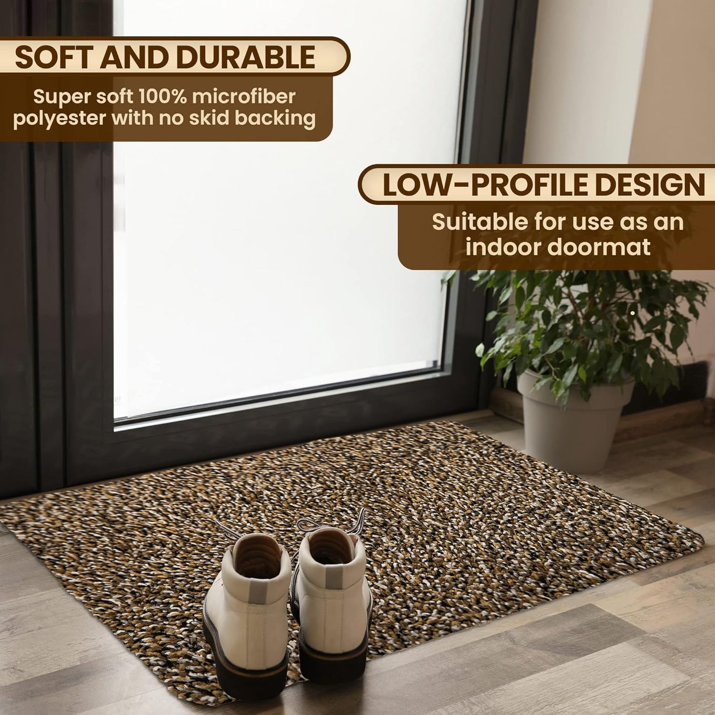 Premium Microfiber Indoor Door Mat – 36"x60" Washable Entry Mat, Non-Slip, Waterproof Backing, Super Absorbent, Low Profile Entryway Doormat for Indoor Entrance