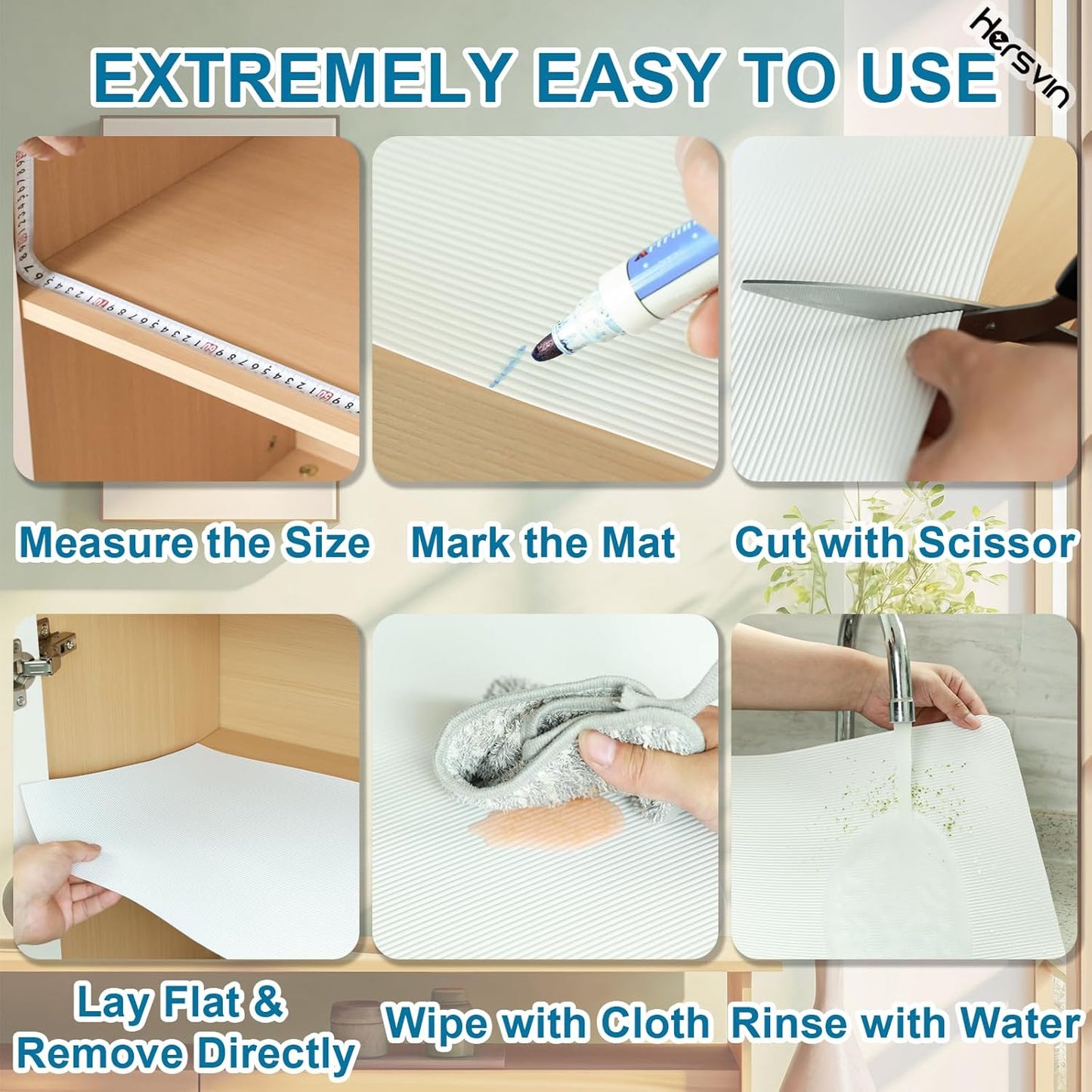 Shelf Liners 10 in x 20 ft EVA Drawer Mats, Non-Adhesive Cupboard Protector, Kitchen Cabinet Lining Fridge Liner (White Stripe, 25.4x610cm)