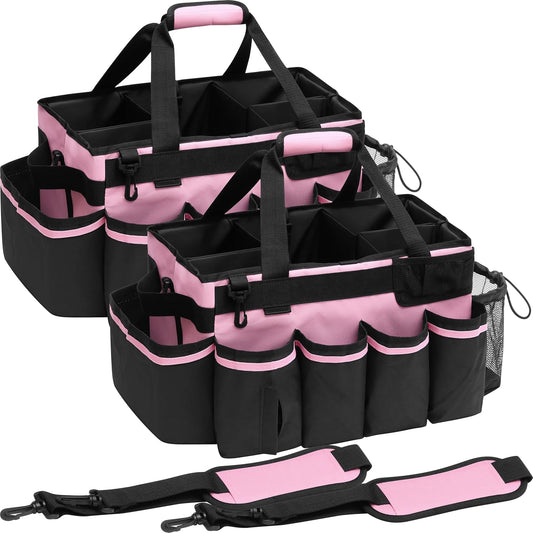 2 Large Cleaning Supplies Bags for Housekeepers for Kitchen, Pink