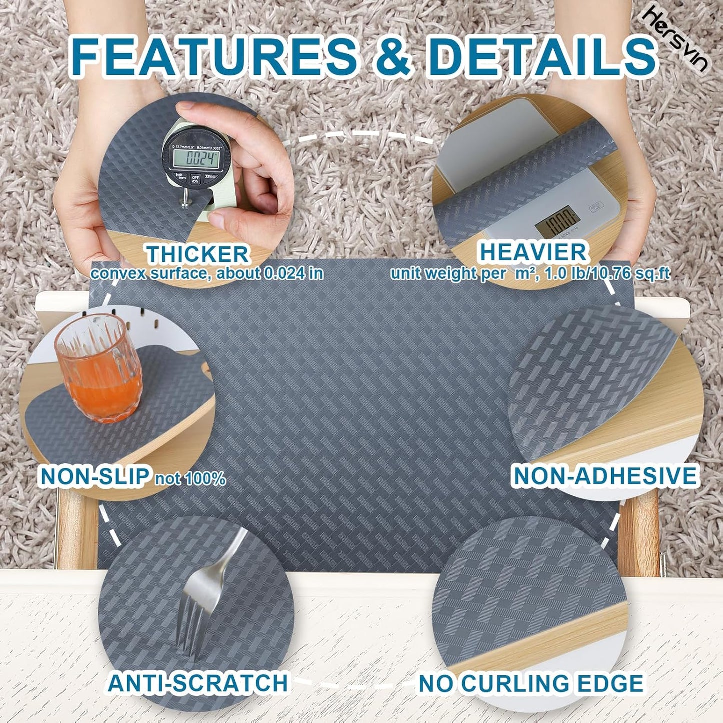 Shelf Liners 20 in x 20 ft EVA Drawer Mats, Non-Adhesive Cupboard Pad, Kitchen Cabinet Lining Fridge Cushion (Gray Crossed Stripe, 50.8x610cm)