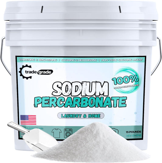 TradeGrade Sodium Percarbonate Powder – Oxygen Bleach Powder for Laundry, Home & Outdoor Cleaning – Unscented Multi-Purpose Cleaner and Stain Remover in Resealable Bucket (240 Ounce)