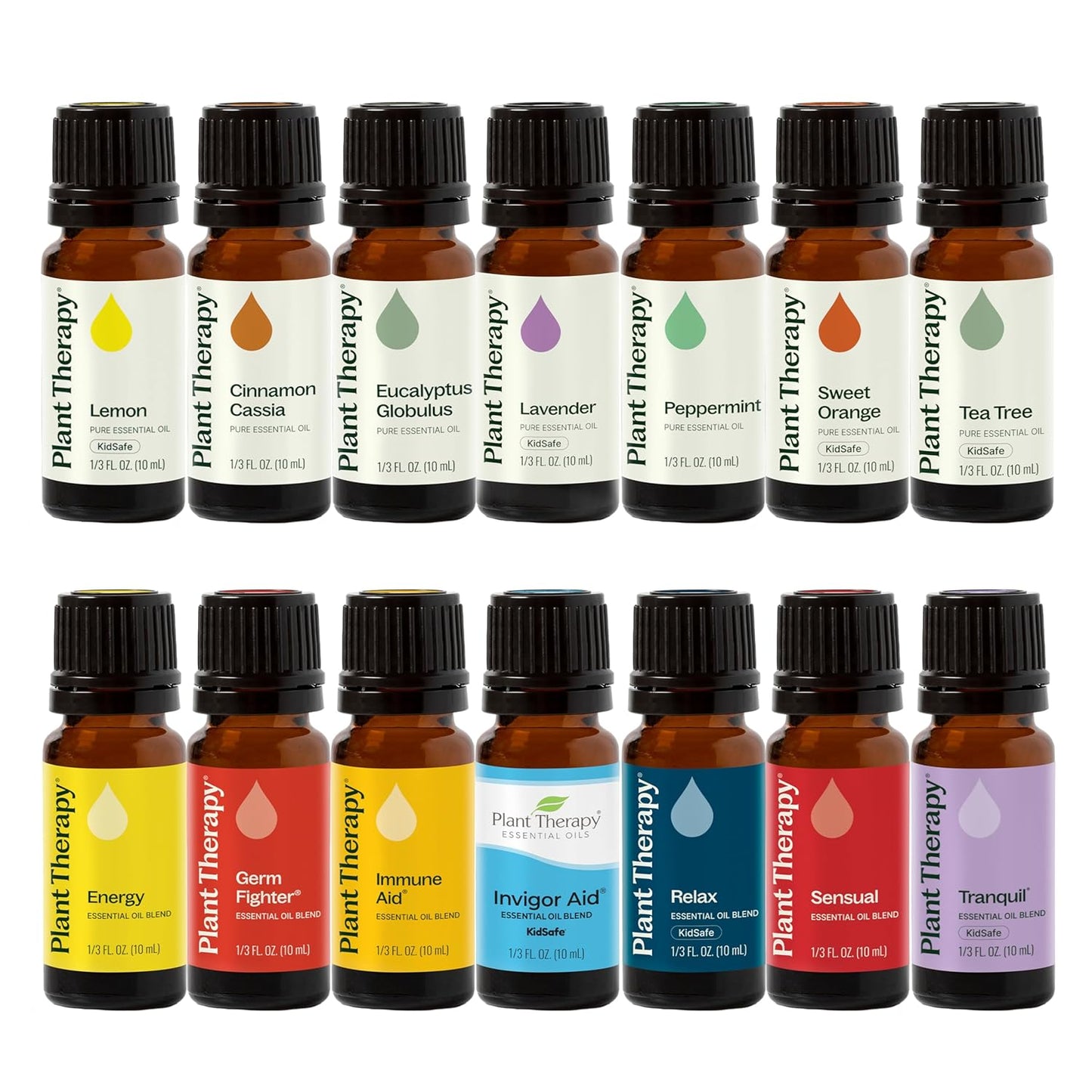 Plant Therapy 7 & 7 Essential Oils Set 7 Single Oils: Lavender, Peppermint & More, 7 Synergy Blends 100% Pure, Undiluted, Natural Aromatherapy, Therapeutic Grade 10 mL (1/3 oz)