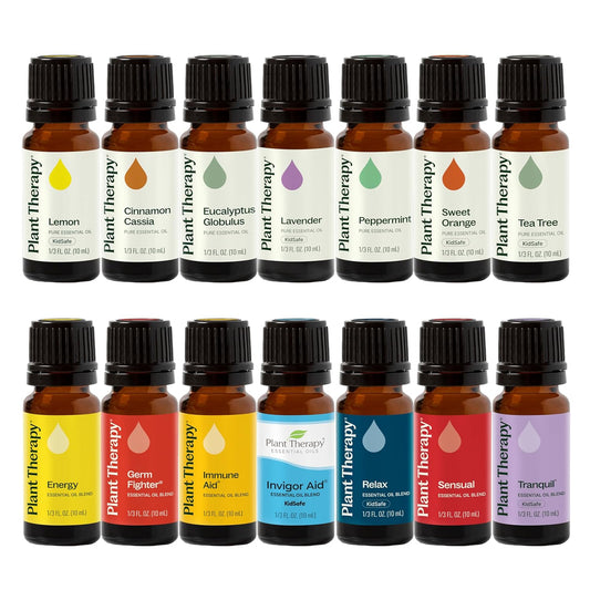 Plant Therapy 7 & 7 Essential Oils Set 7 Single Oils: Lavender, Peppermint & More, 7 Synergy Blends 100% Pure, Undiluted, Natural Aromatherapy, Therapeutic Grade 10 mL (1/3 oz)