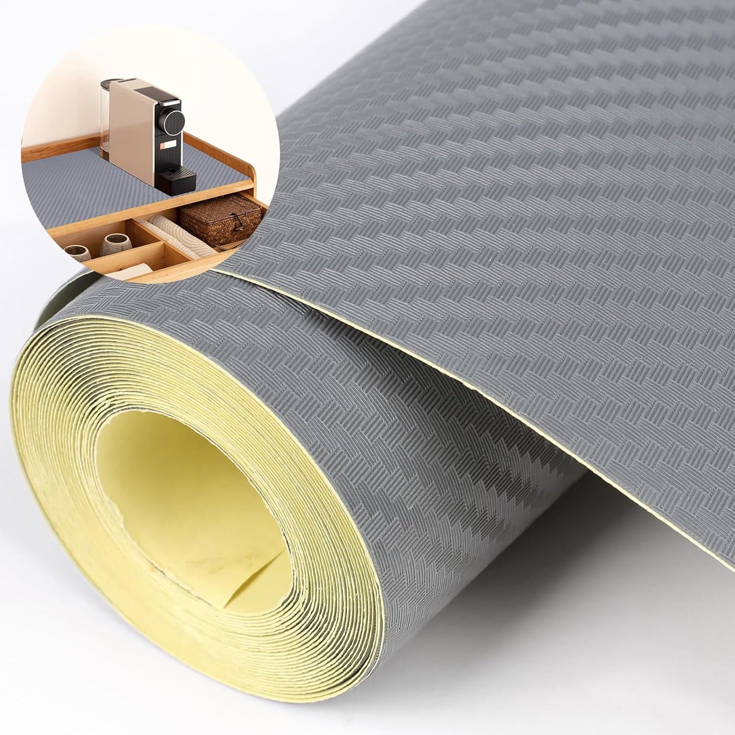 Self-Adhesive Shelf Liner Kitchen Liner, Waterproof Backed Paper Easy Peel and Stick Contact Liner Without Residue for Decor Your Desk Surface, Kitchen Countertops (Silver, 11.8 x 59 inches)