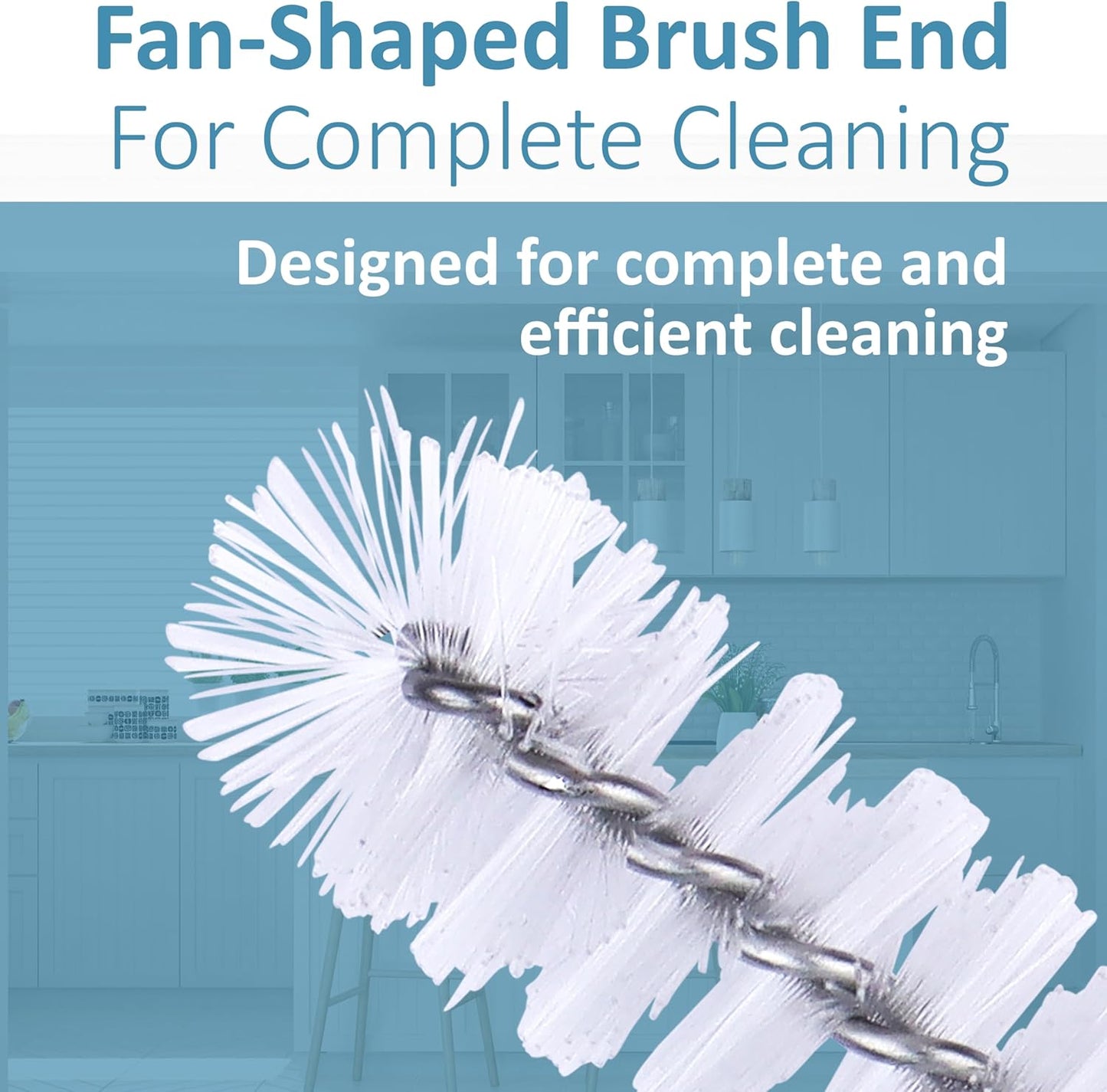 Strong 'n Flex Nylon Straw Cleaner Brushes – Fan-Shaped End for Tight Spaces, Ideal for Reusable Straws, Water Bottles, Sippy Cups & Pipes – Includes Zippered Pouch – 8", 10”, 12” Long – Set of 9