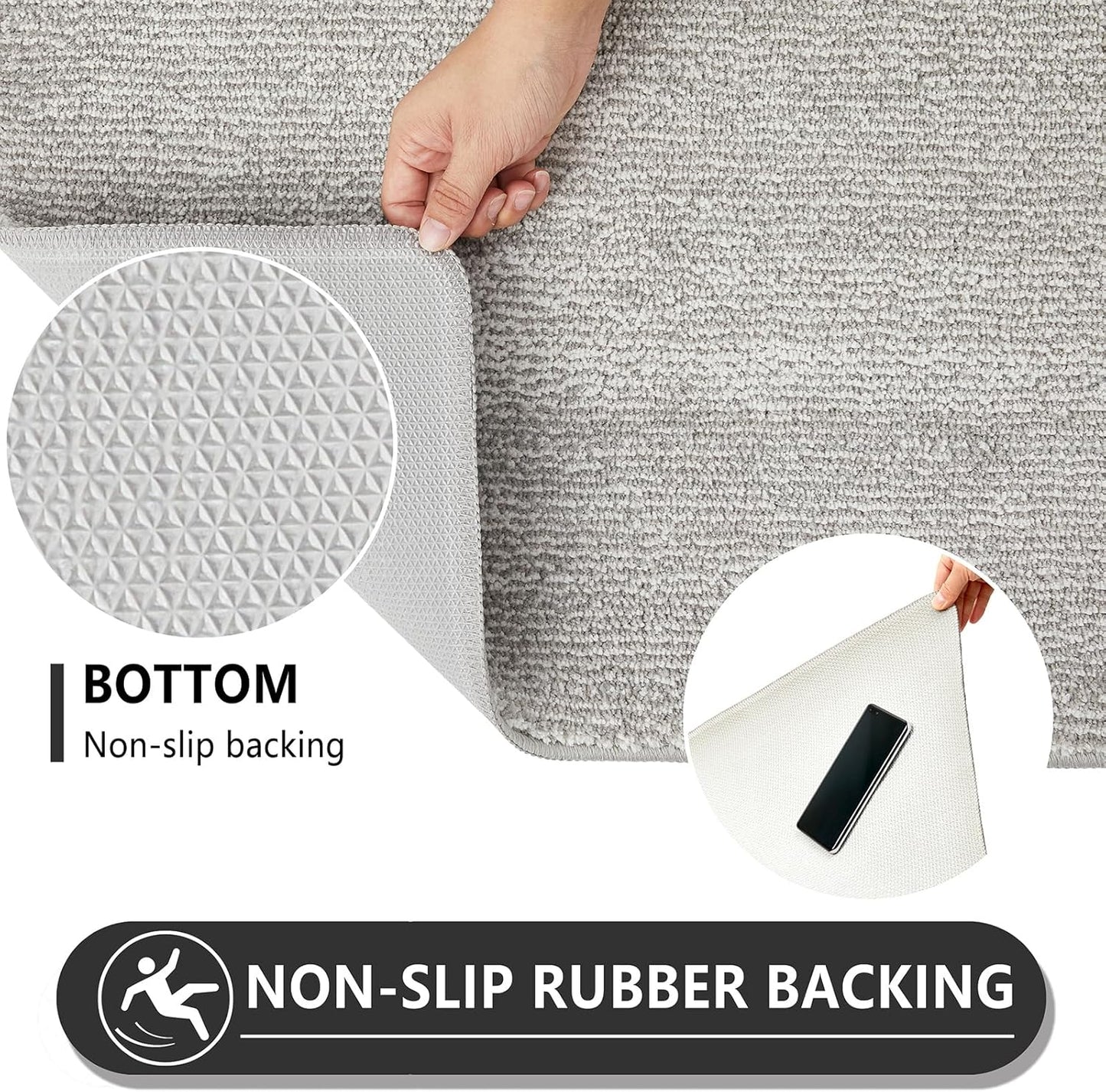 REFETONE Indoor Doormat, Front Door Mat 32"x48" Absorbent Rubber Backing Non Slip Back Door Mats, Washable Low-Profile Inside Floor Mat Door Rugs for Entryway, Resist Dirt Mud Mat for Dogs, Grey