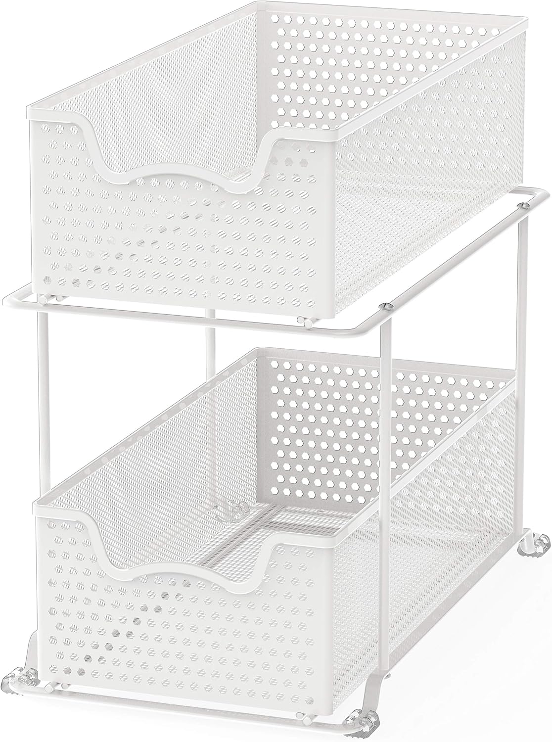 SIMPLE HOUSEWARE 2 Tier Sliding Cabinet Basket Organizer Drawer, White