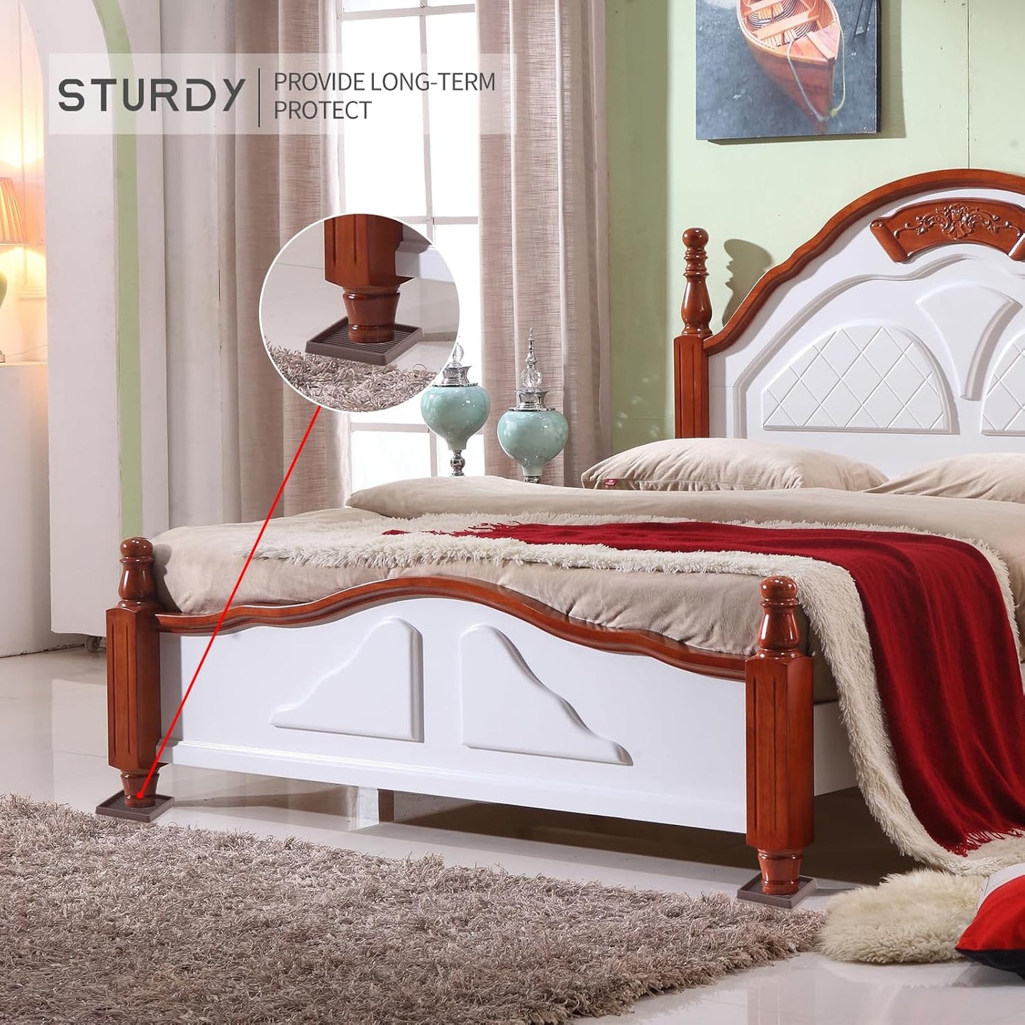 Non Slip Furniture Pads, 2.5” Round Rubber Caster Cups, 12 Pcs Furniture Coasters, Anti-Slip Gripper, Anti Slide Furnitures Feet Floor Protectors for Bed Couch Stoppers - Black