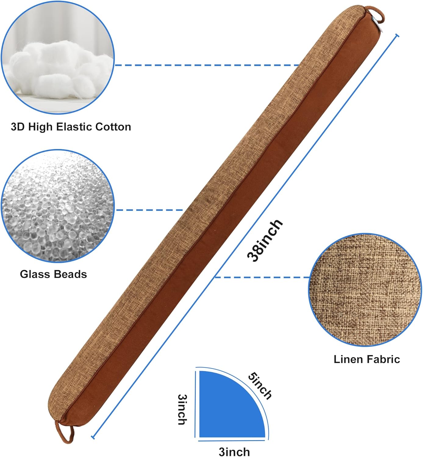 NABOWAN 38" Weighted Under Door Draft Stopper -Triangular Door Draft Blocker with Hook Loops for Easy Install, Save Energy, Home Room Essentials