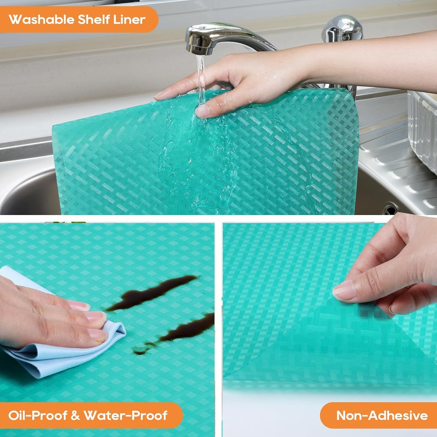 Blue Shelf Liners for Kitchen Cabinets Refrigerator Liners Waterproof & Oil-Proof Kitchen Cupboard Liner Drawer Mats EVA Material Non Adhesive Fridge Liner 11.8 x 236.2 Inches x 2 Rolls