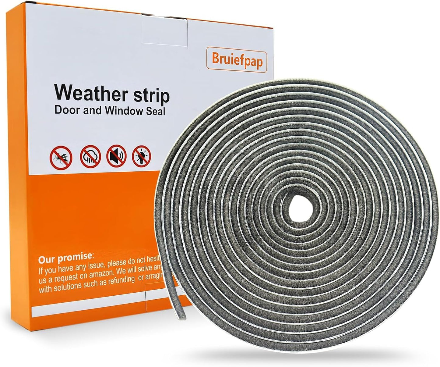24.6FT Brush Weather Stripping, Neat Pile Self Adhesive Seal Strip for Windows and Door, Weatherstrip for Soundproofing, Windproof, Dustproof, Stronger Stickiness, 0.35'' Wide x 0.6'' Thick, Grey