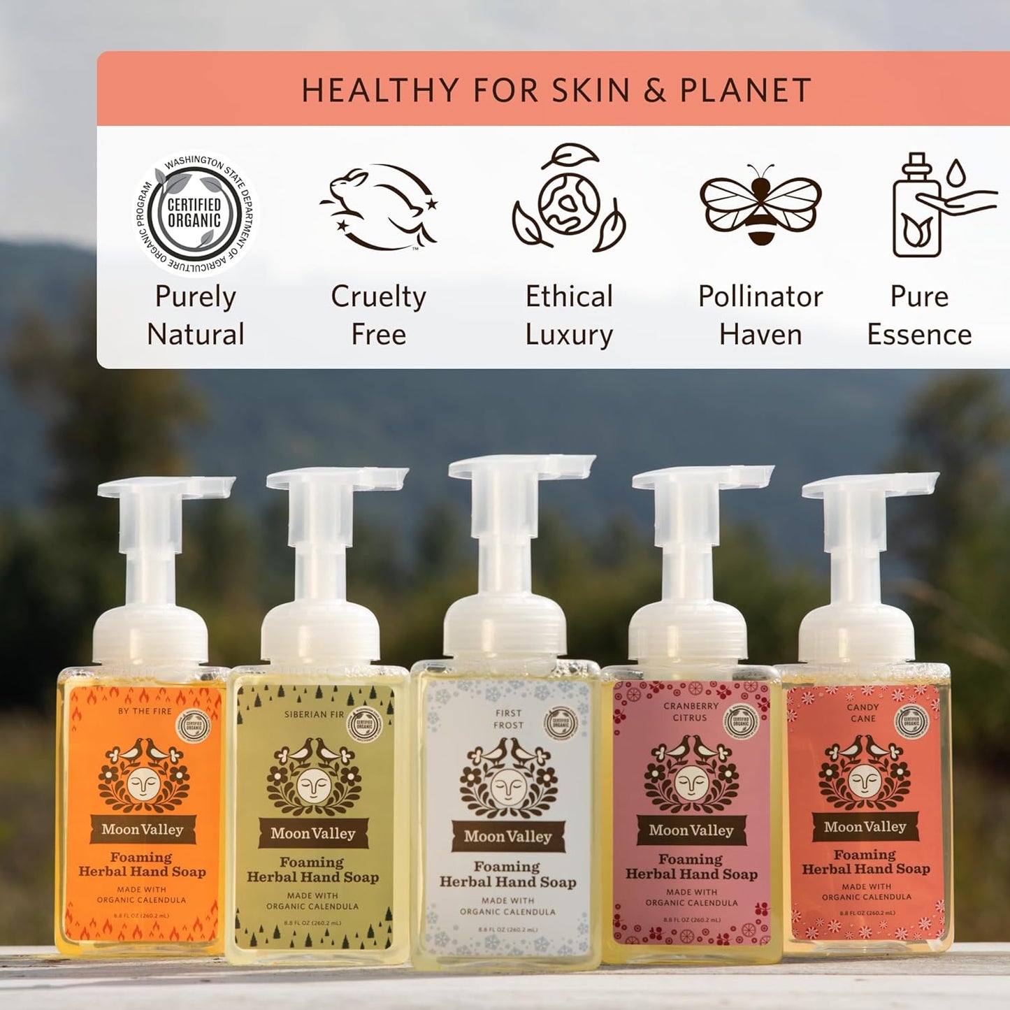 Moon Valley Herbal Foaming Hand Soap, Vegan (By the Fire, Recyclable Bottle)