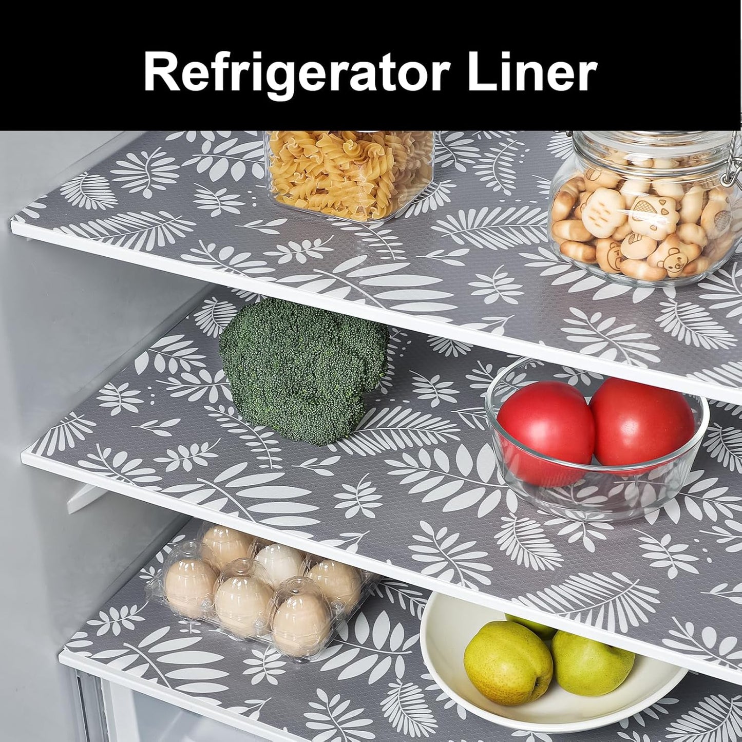 Cooyes Shelf Liners for Kitchen Cabinets Waterproof & Oil-Proof Kitchen Cupboard Mats Non-Slip Drawer Mats EVA Material Non Adhesive Fridge Liner for Shelves