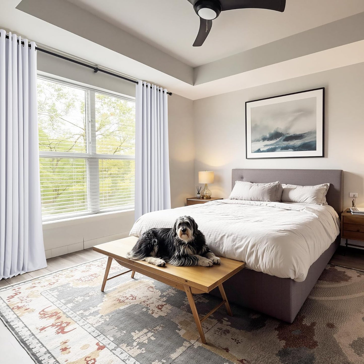 PONY DANCE Black Out Curtains for Bedroom 54 inch Length 2 Panels Set, Thermal Insulated Room Darkening Window Drapes for Living Room, Grommet Top (W34 x L54 Inch, Pure White)