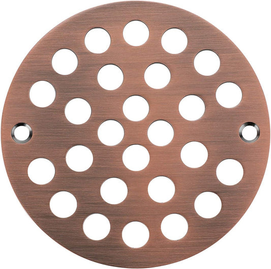 4-Inch Screw-in Shower Strainer Drain Cover Replacement Floor Strainer (Antique Copper)