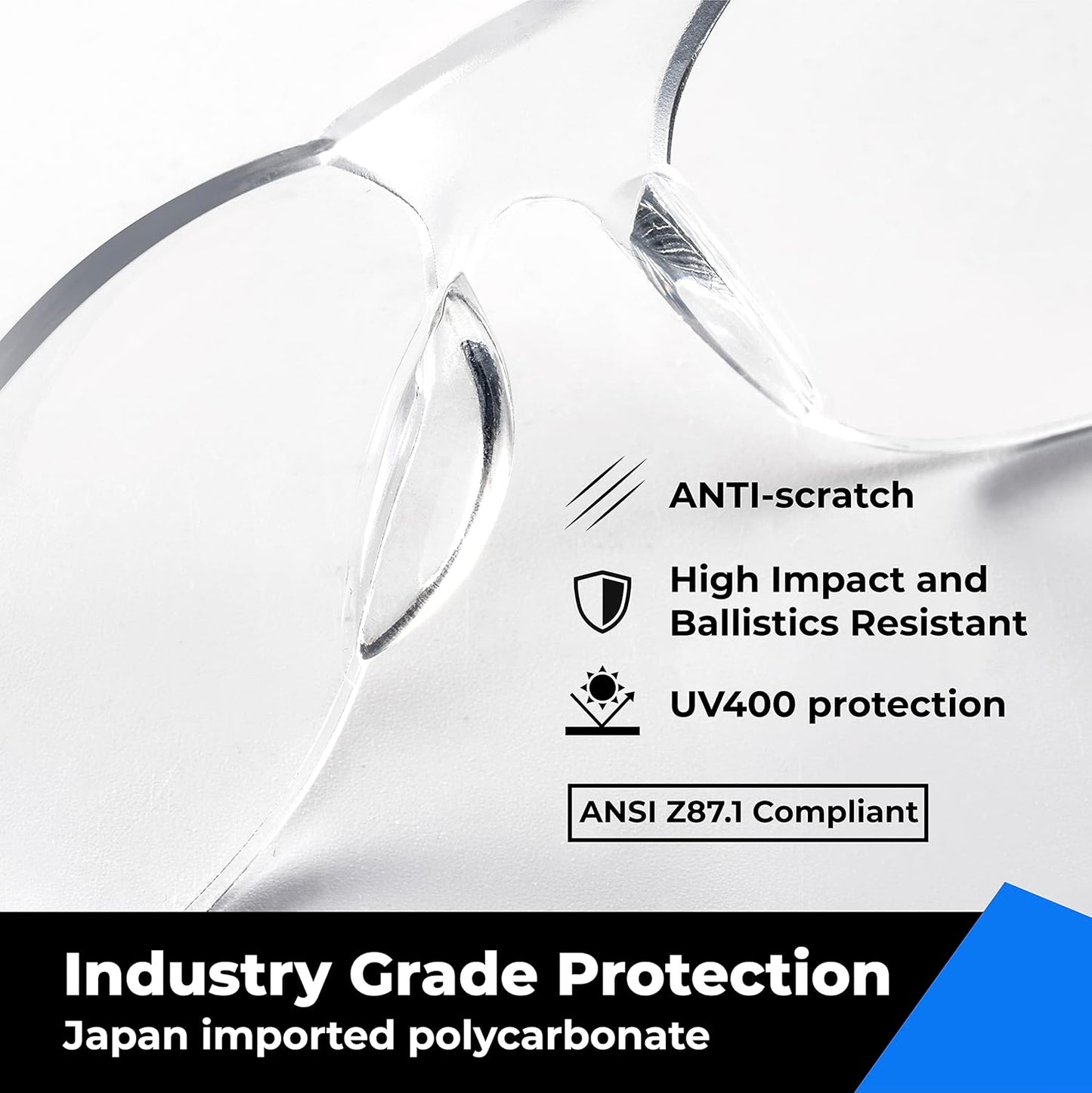 amoolo Safety Glasses for Men Bulk of 24, Protective Eyewear for Men Women, ANSI Z87.1 Impact Resistant Eye Protection for Work, Lab, Construction
