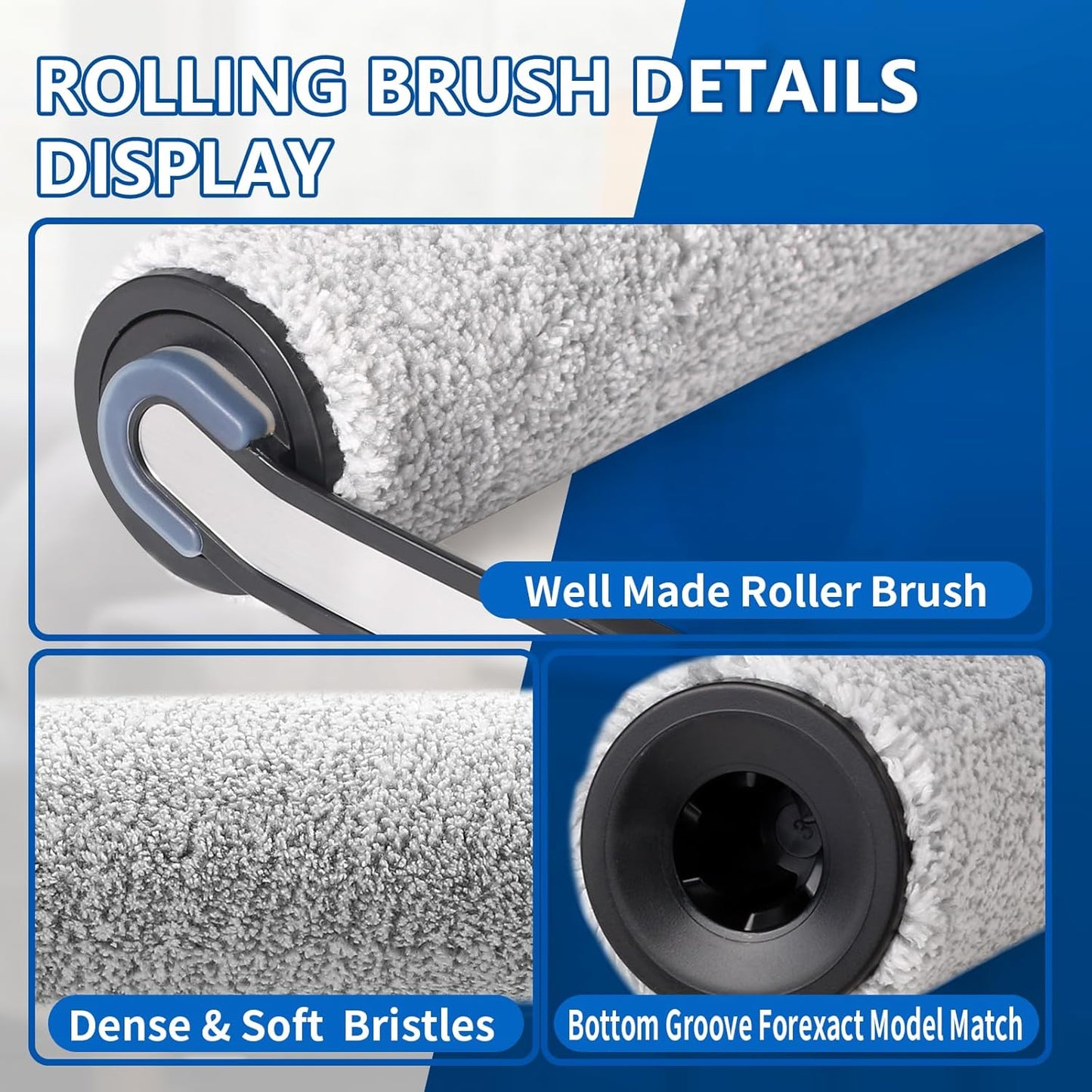 Roller Brush and Filters Replacement Compatible with Tineco iFLOOR 5 Breeze Cordless Vacuum Cleaner,Replacement Parts Include 2 Brush Rollers, 4 Vac Filters