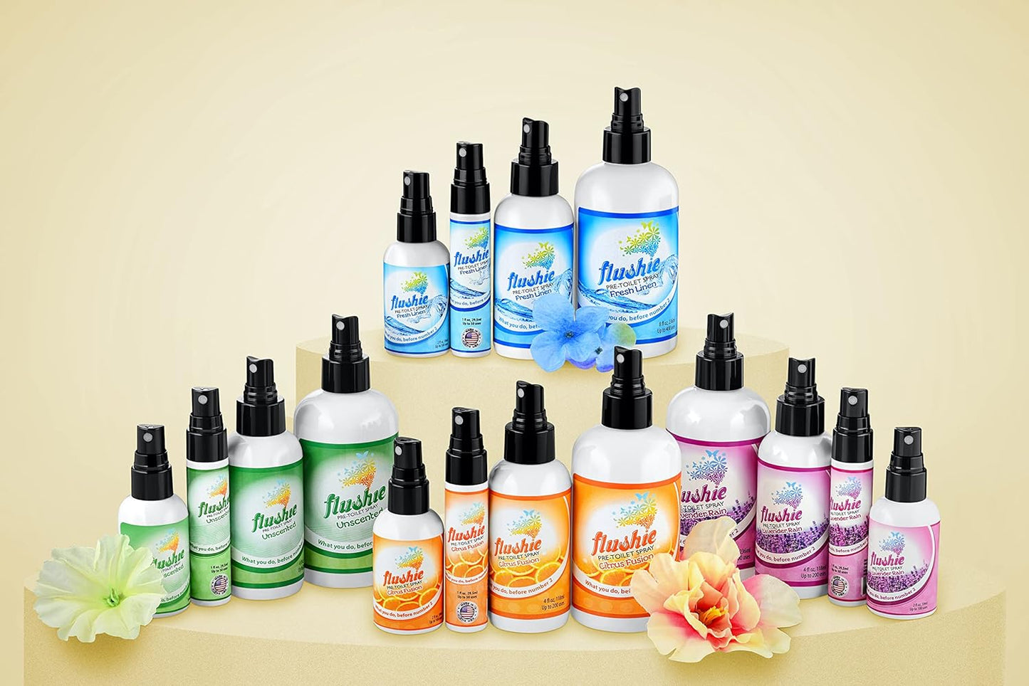 Flushie Pre-Toilet Spray Travel Size Toiletries Bathroom Spray for Toilet Deodorizer Traveling Essentials - Poop Odor Eliminator (Linen, 1oz 3pack)