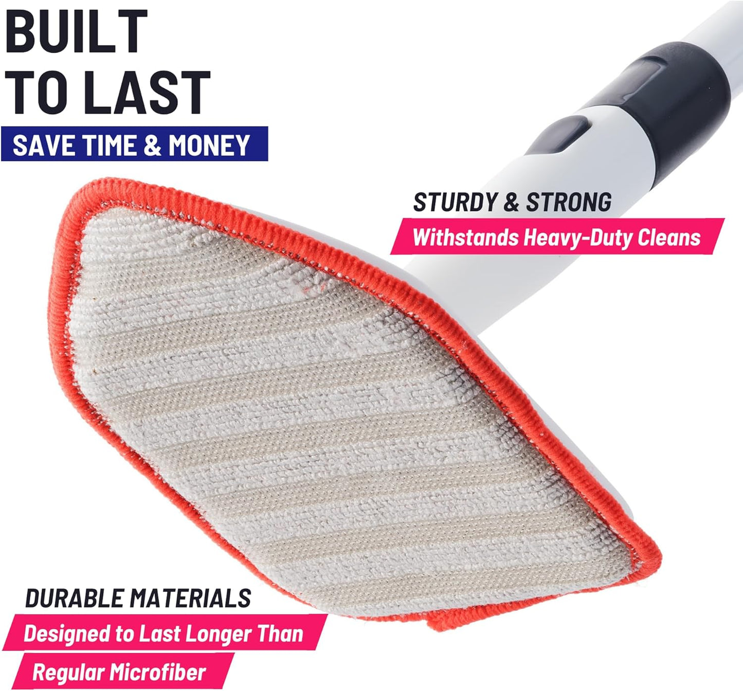 Replacement Microfiber Pad for Moku Home Extendable Tub Tile Shower Scrubber for Cleaning Non-Scratch (2X Microfiber Pad Red)